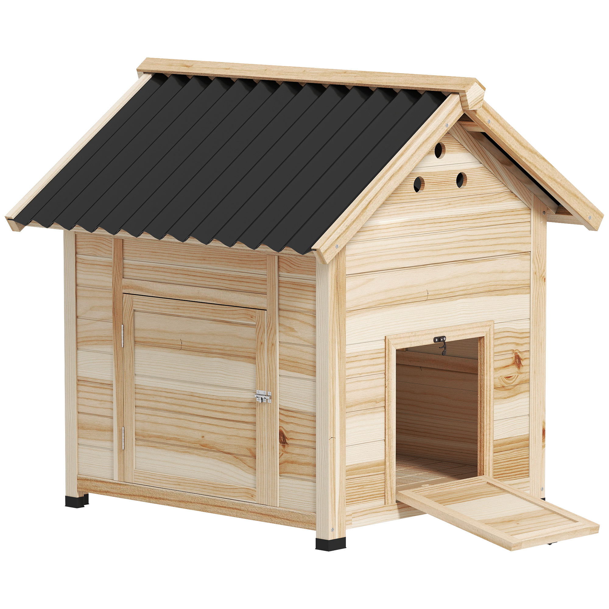 Wooden Duck House with Double Doors, Openable Roof, Ventilation Holes, Removable Base, Natural Wood Finish (Drop Shipping Only, Not for Amazon)