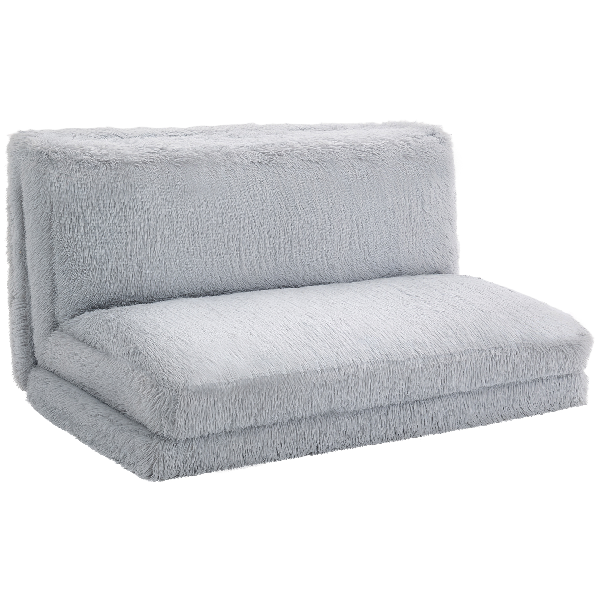 Bean Bag Floor Sofa Bed, Contemporary Plush Wide Folding Floor Mattress, Foam Filling Wall Couch Sleeper, Cream White (Drop Shipping Only, Not for Amazon)