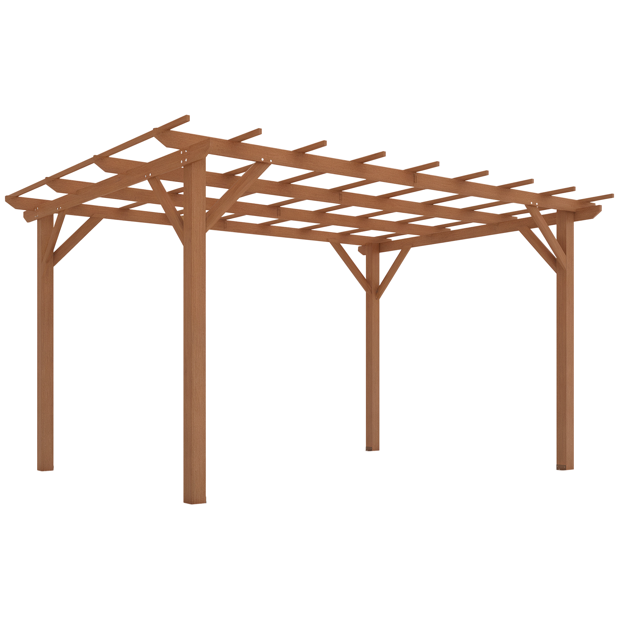 10' x 13' Wood Pergola, Outdoor Gazebo Grape Trellis with Stable Structure for Climbing Plant Support, Dark Brown (Drop Shipping Only, Not for Amazon)