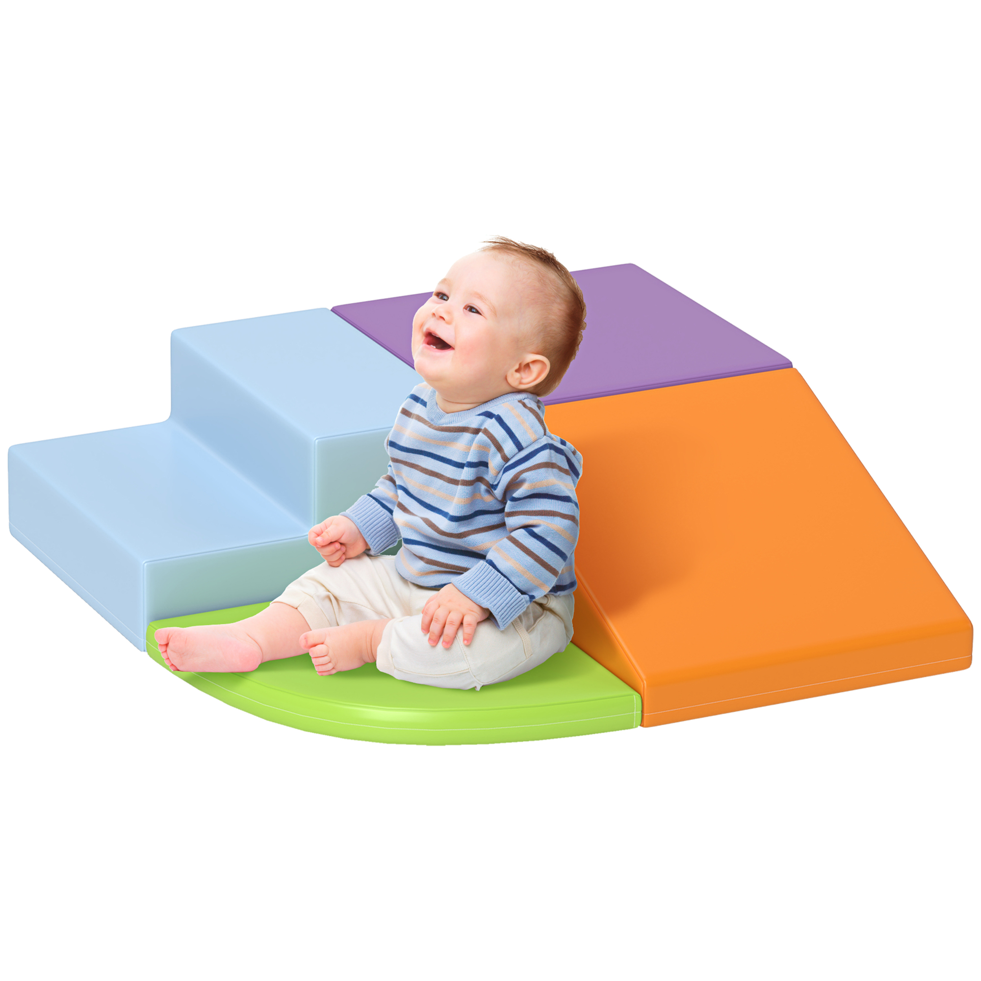 4-piece Soft Play Set, Climb and Crawl Foam, Toddler Stairs and Ramp, Orange (Drop Shipping Only, Not for Amazon)