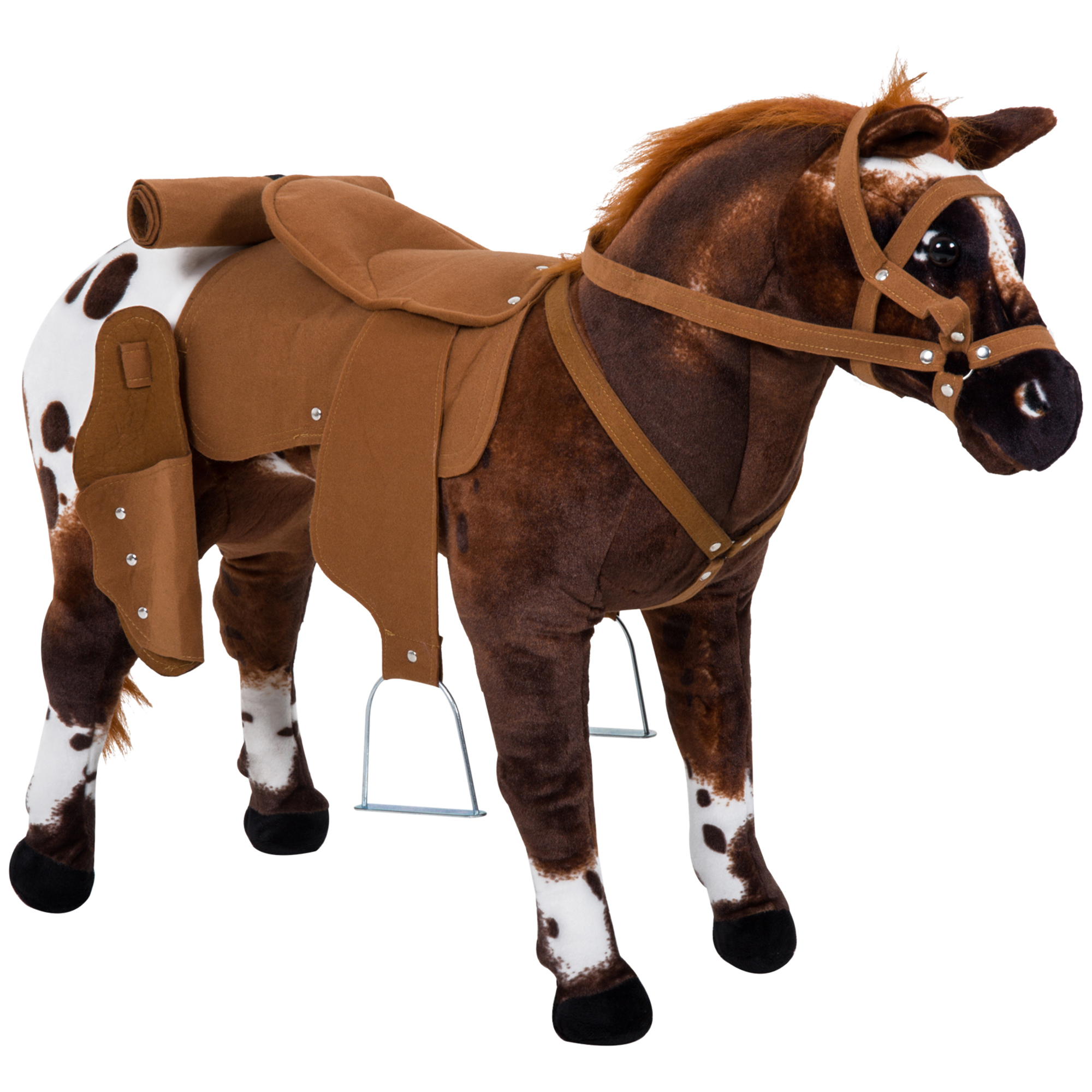 Sound-Making Ride On Horse for Toddlers 3-5, with Neighing and Galloping Sound, Stuffed Animal Horse Toy for Kids with Padding, Soft Feel, Brown (Drop Shipping Only, Not for Amazon)