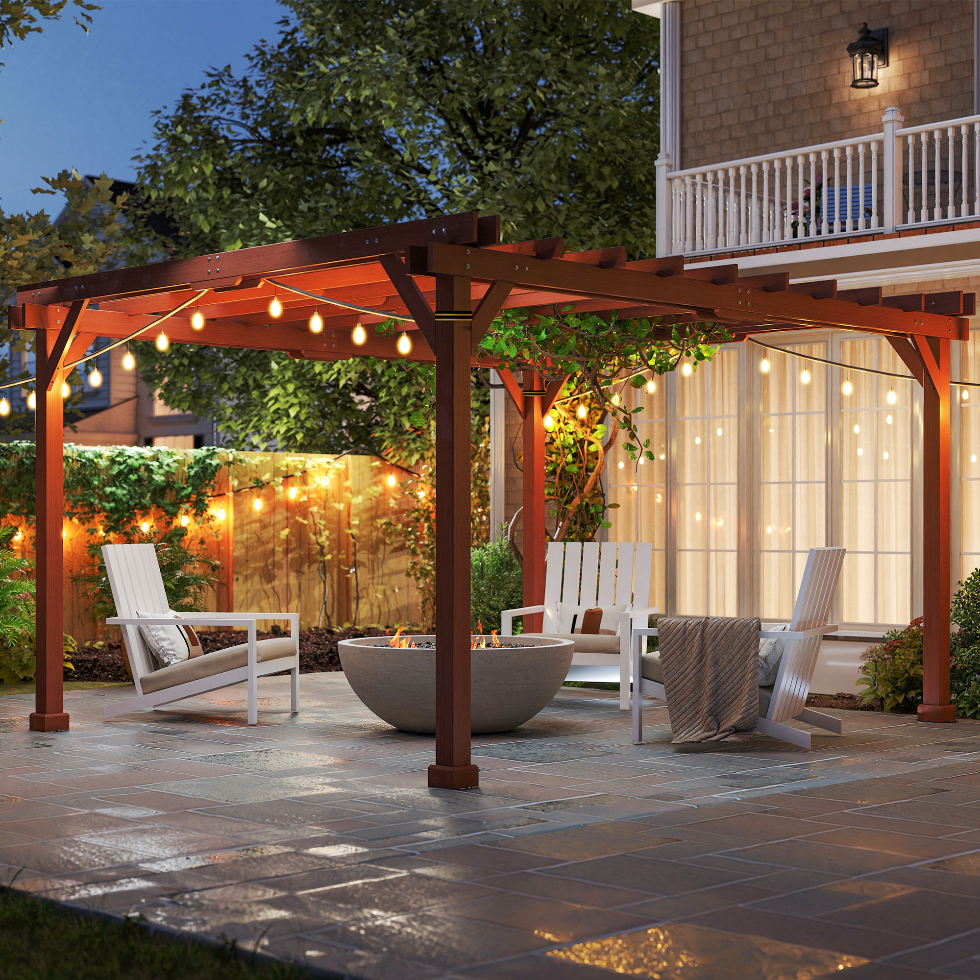 11' x 12.5' Outdoor Wood Pergola with Grape Trellis for Patio, Deck, Backyard, Lawn (Drop Shipping Only, Not for Amazon)