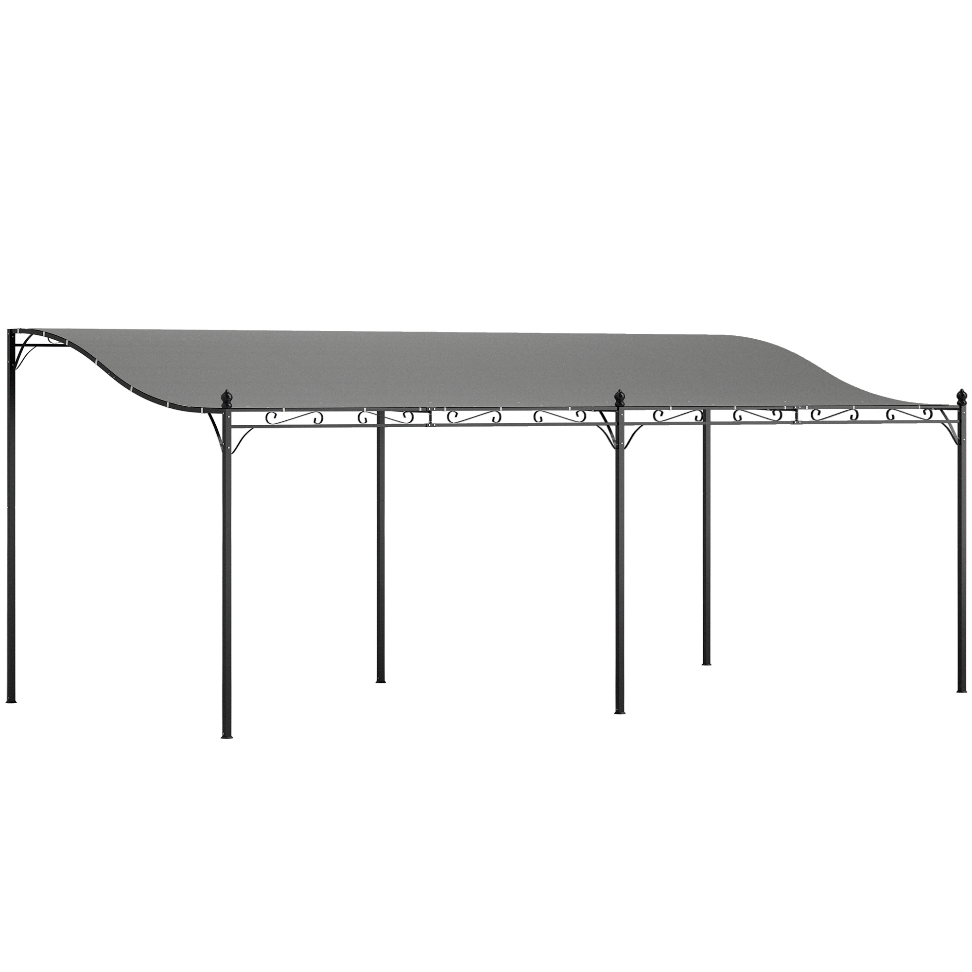 10' x 20' Wall-Mounted Outdoor Pergola Canopy, Metal Patio Canopy with Drainage Holes for Backyard, Garden, Dark Gray (Drop Shipping Only, Not for Amazon)