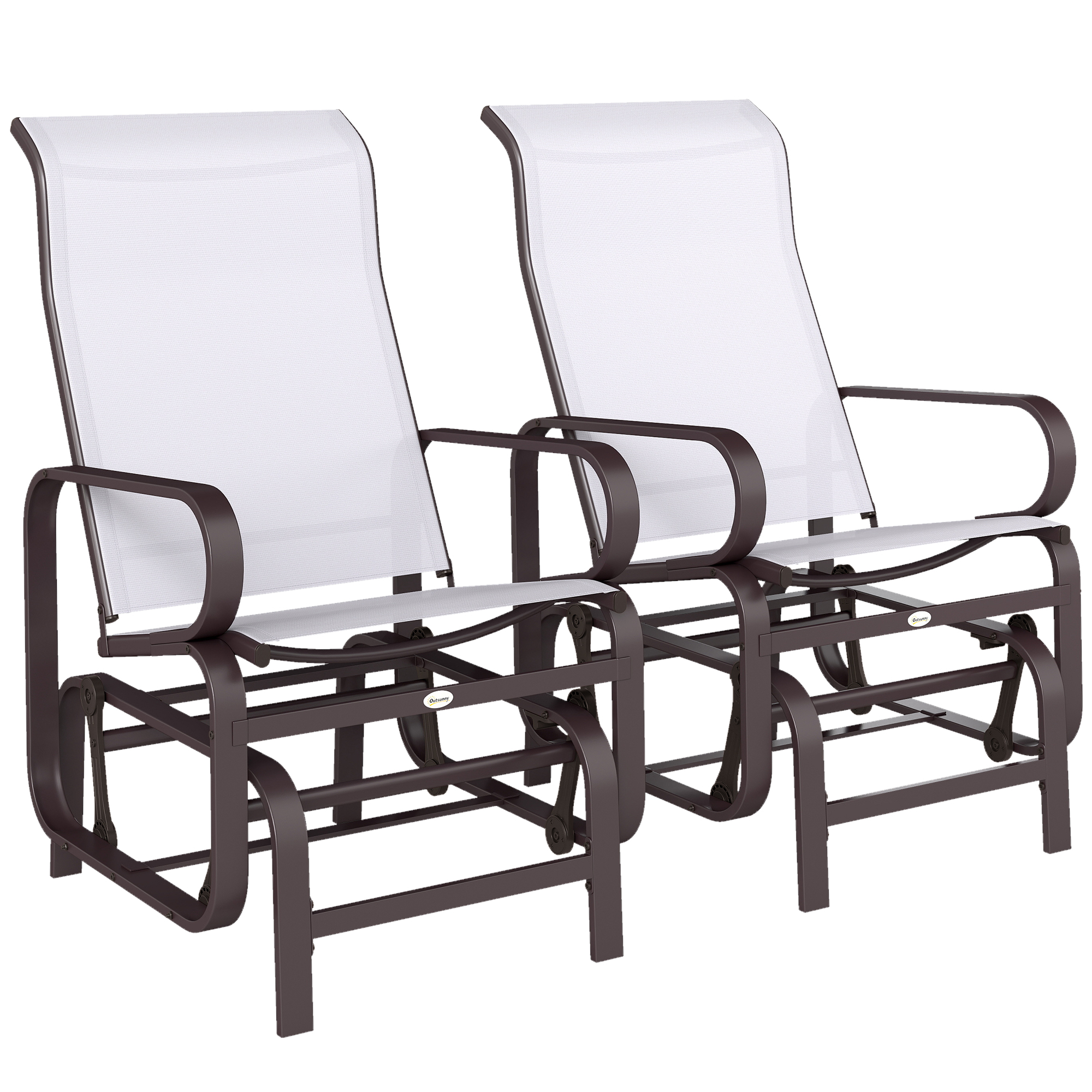 Gliding Lounger Chair Set of 2, Single Rockers with Lightweight Metal & Mesh Construction, Beige (Drop Shipping Only, Not for Amazon)