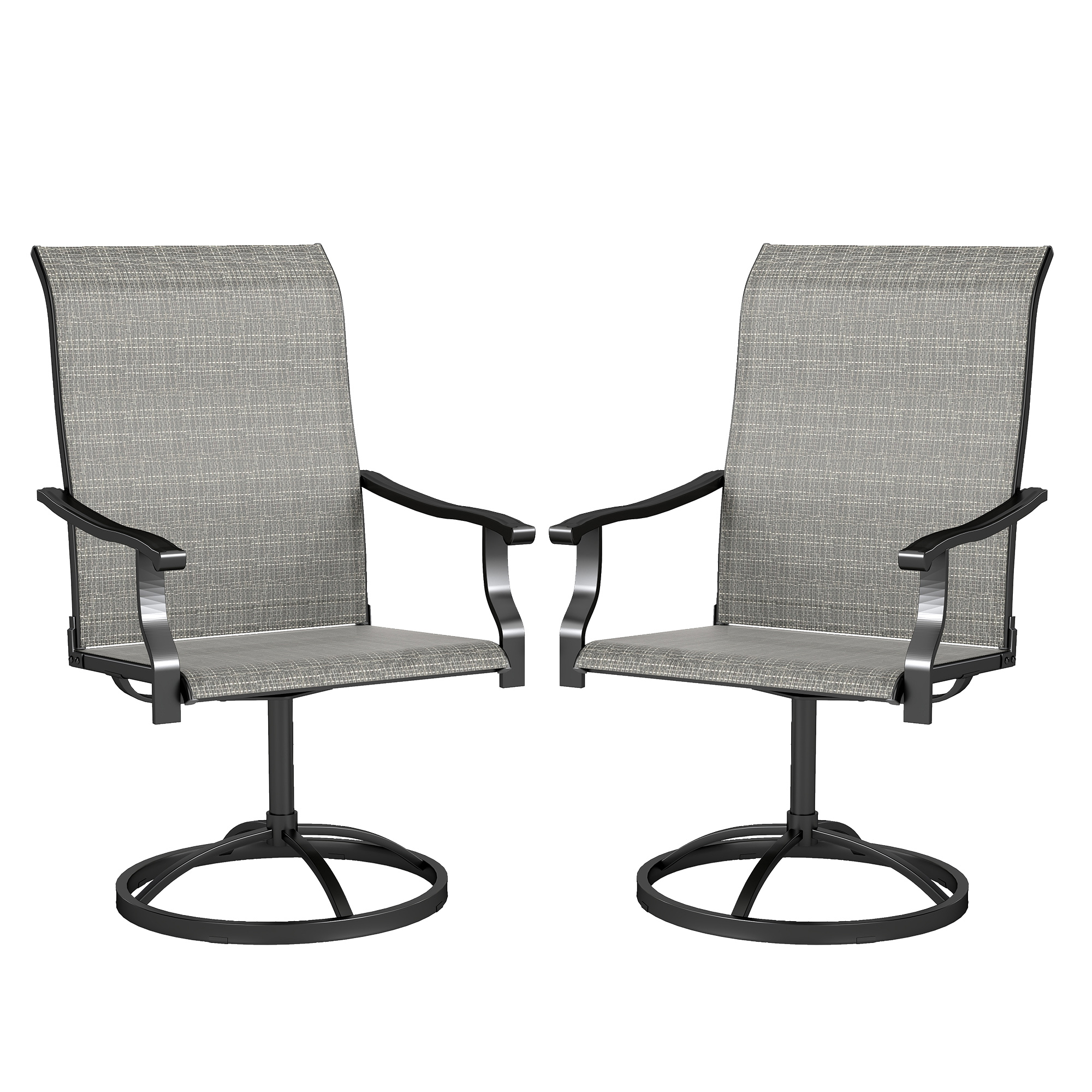 Patio Swivel Chairs Set of 2, High Back Patio Dining Chairs with All-Weather Mesh for Backyard, Lawn, Garden, Cream (Drop Shipping Only, Not for Amazon)