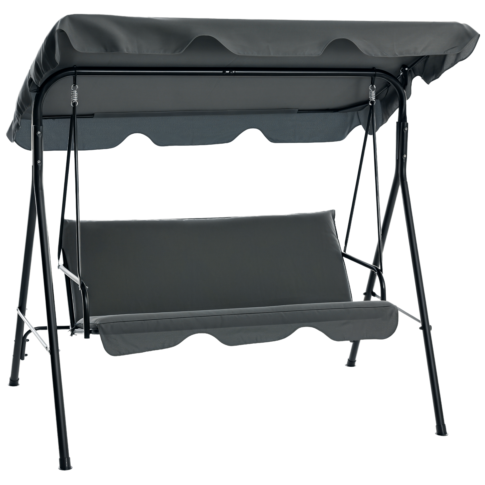 Three-Seater Garden Swing Chair, with Adjustable Canopy - Grey (Drop Shipping Only, Not for Amazon)