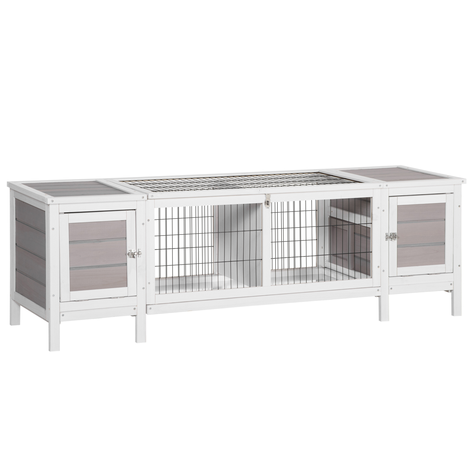 Rabbit Hutch and Run, with Removable Tray - Grey (Drop Shipping Only, Not for Amazon)