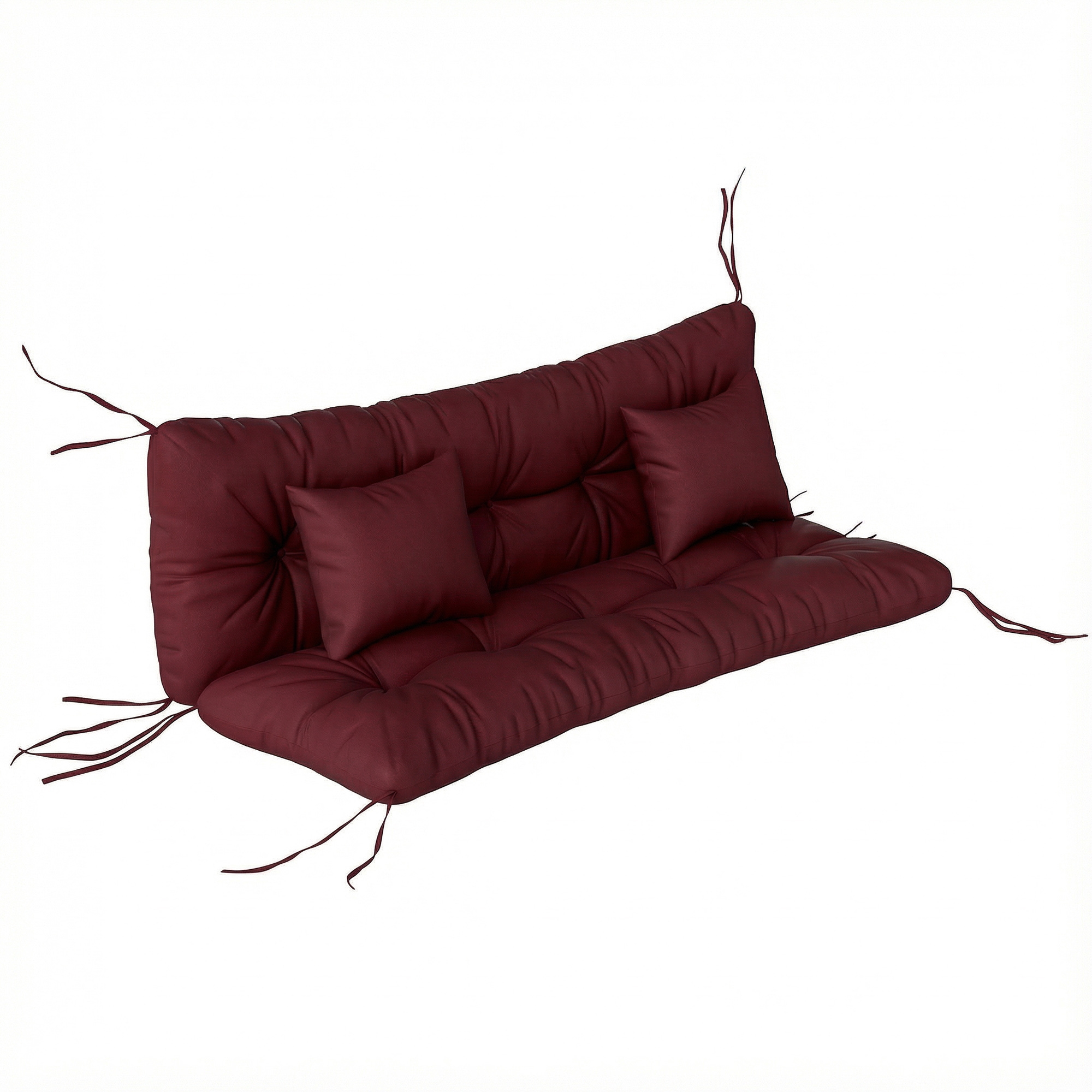 4-Piece Back and Seat Cushion Pillows Replacement and Pillows, Patio Chair Cushions Set with Ties, Wine Red (Drop Shipping Only, Not for Amazon)