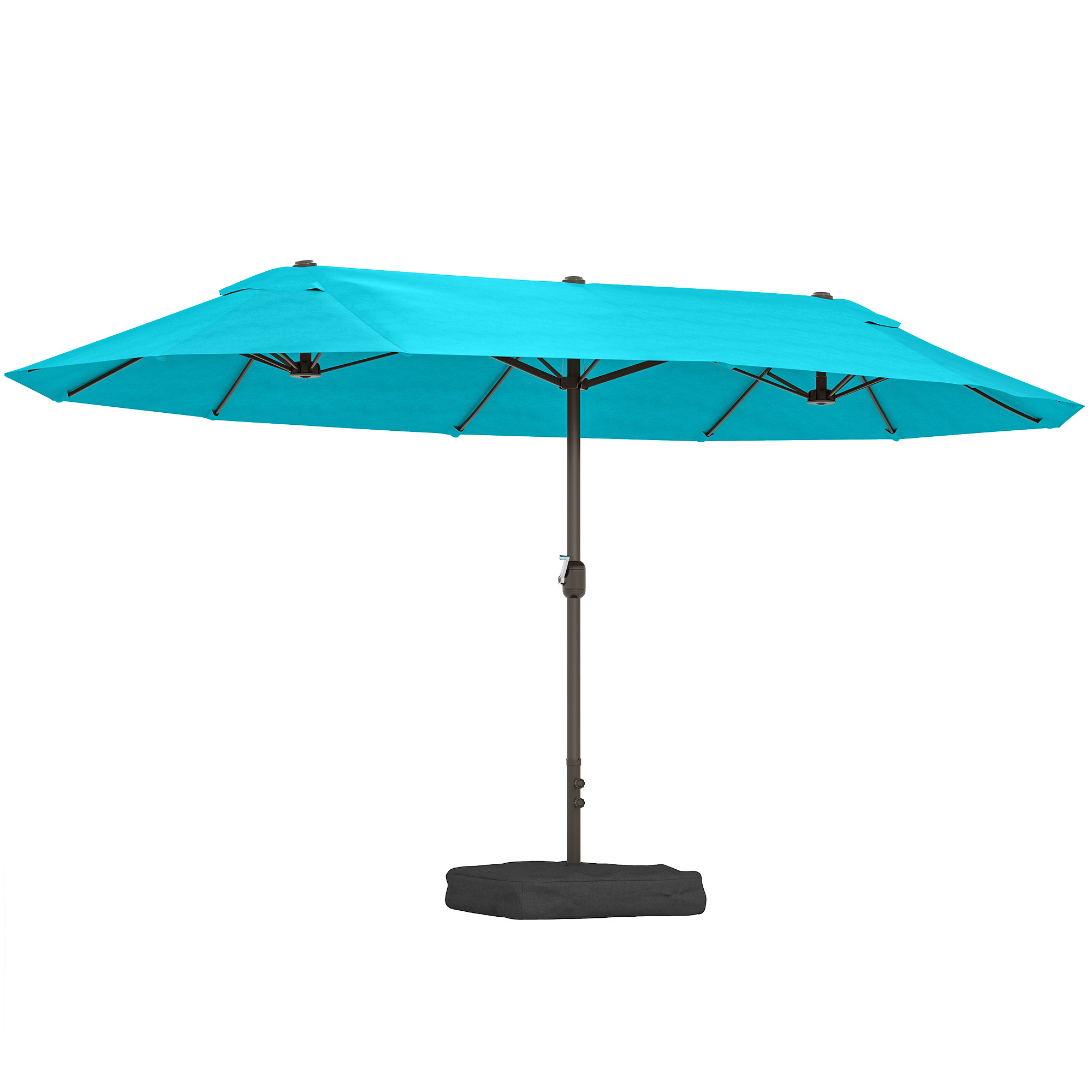 Patio Umbrella, 15' Steel Rectangular Outdoor Double Sided Market Umbrella with Base, Sun Protection & Easy Crank, Blue (Drop Shipping Only, Not for Amazon)