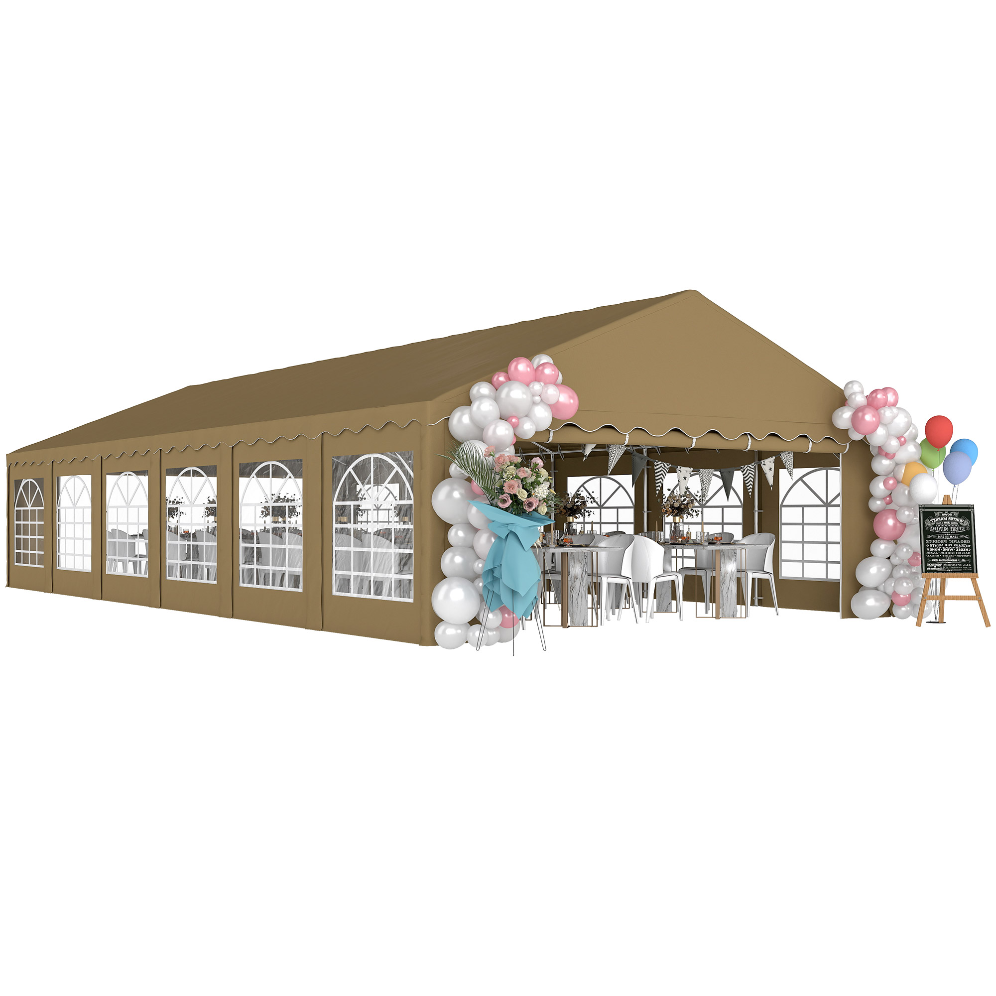 20' x 40' Party Tent, Outdoor Canopy Tent with Removable Sidewalls, 12 Windows for Parties, Wedding, Events, BBQ, White (Drop Shipping Only, Not for Amazon)