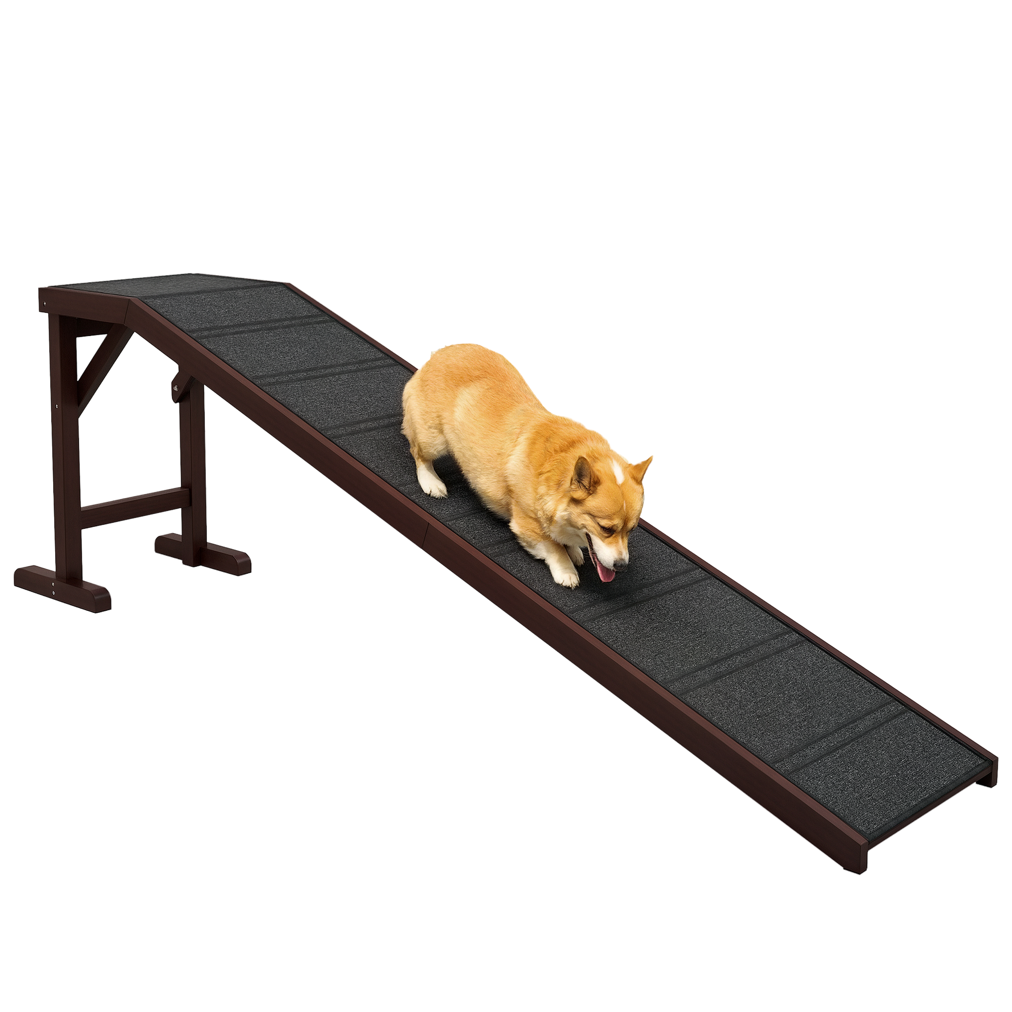 Pet Ramp for Dogs with Non-Slip Carpet and Top Platform - White & Grey (Drop Shipping Only, Not for Amazon)
