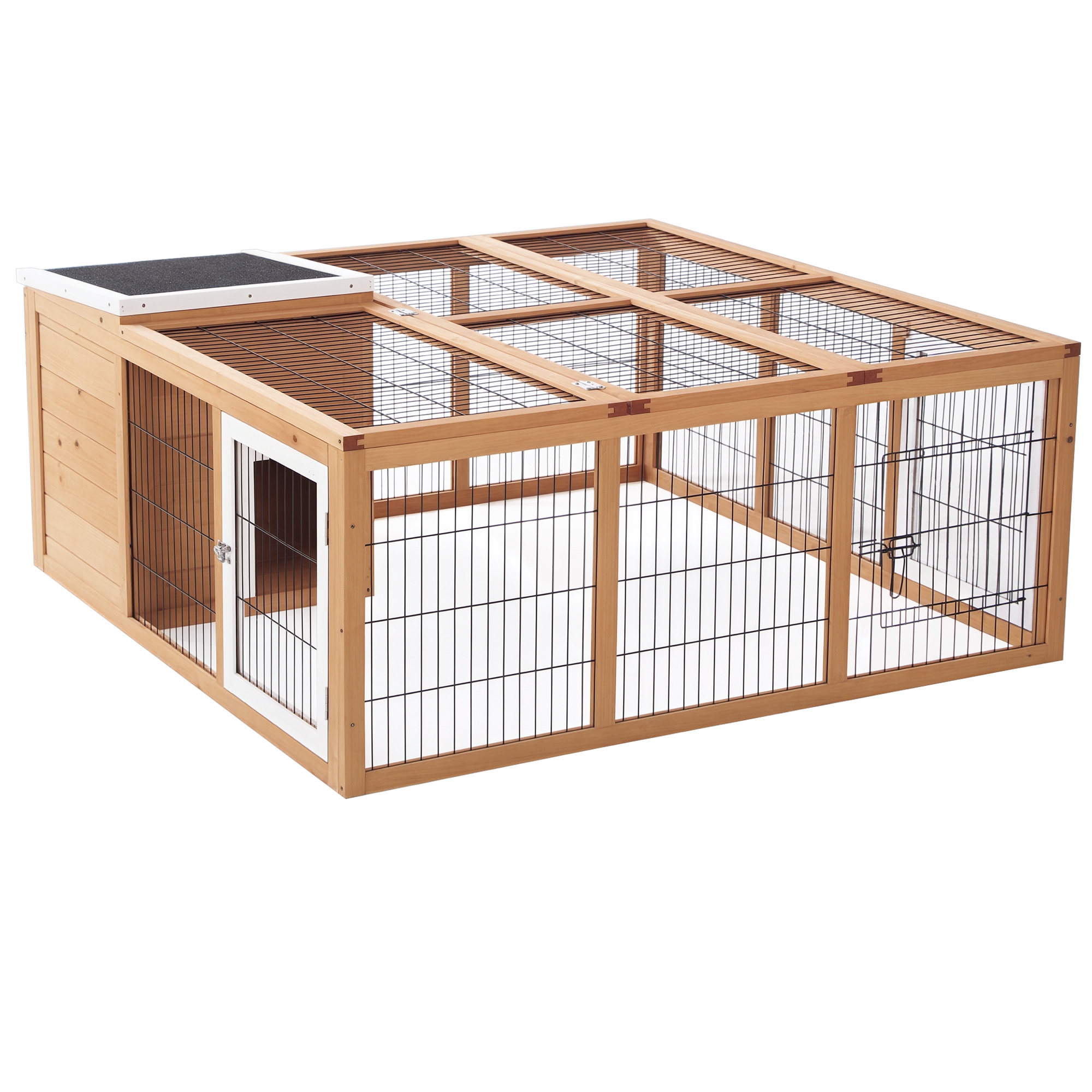 Rabbit Hutch Outdoor, Guinea Pig House, Bunny Run Cage with Openable Top for 1–2 Rabbits, 123 x 120 x 52cm, Yellow (Drop Shipping Only, Not for Amazon)