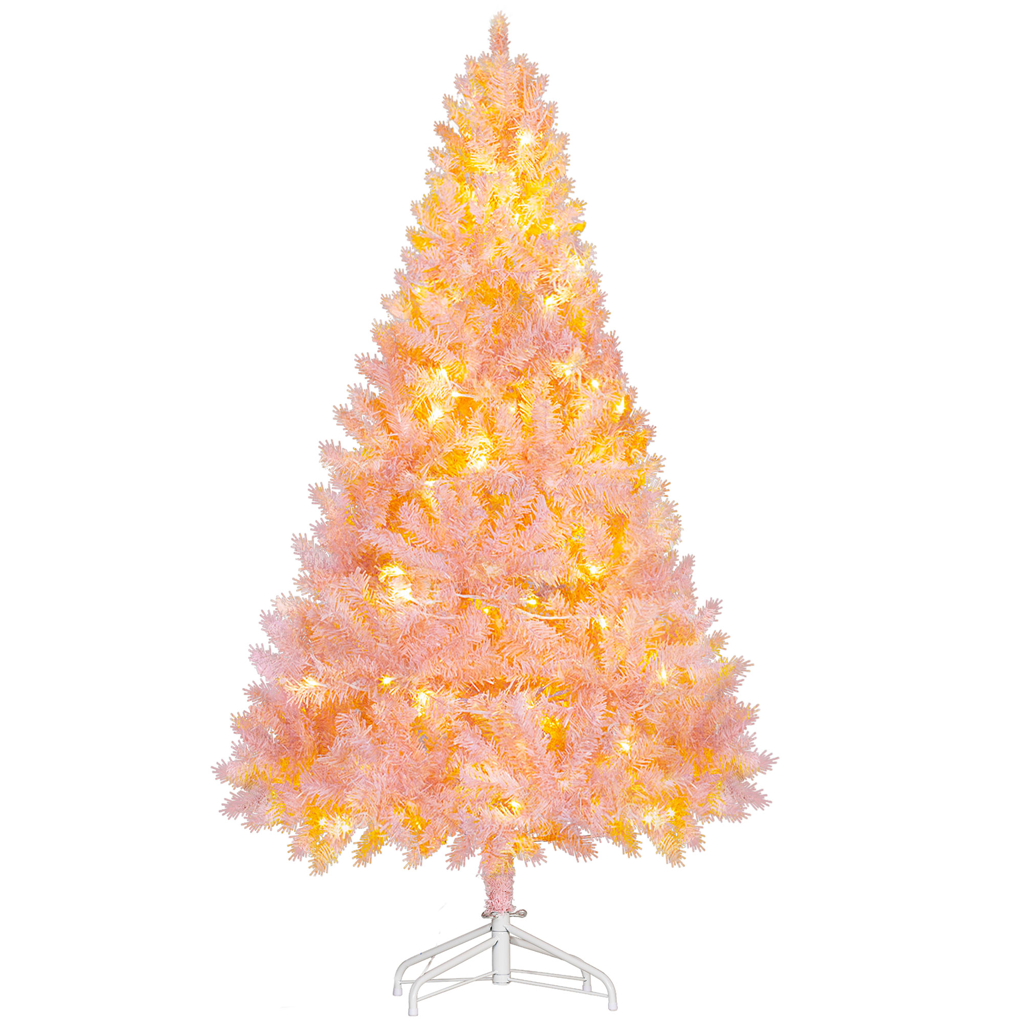 6 FT Tall PreLit Artificial Christmas Tree with Realistic Branches, 250 Warm White LED Lights and 1000 Tips, Pink (Drop Shipping Only, Not for Amazon)