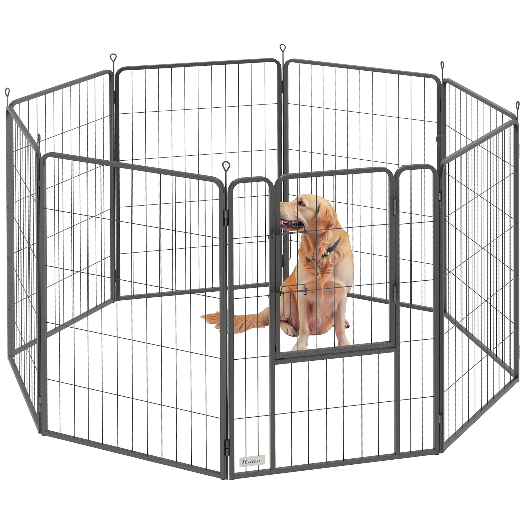 Eight-Panel Dog Playpen with Door, for Large Dogs, Indoors, Outdoors, 100cm Tall, Black (Drop Shipping Only, Not for Amazon)