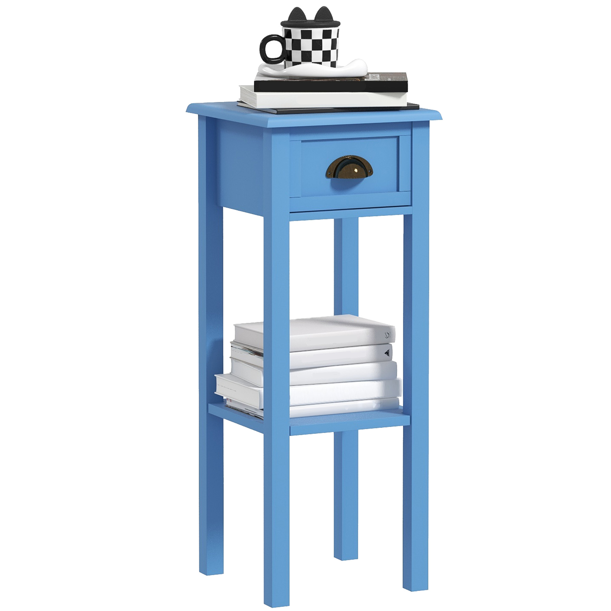 2-Tier Side Table with Drawer and Shelf, End Table for Living Room and Hallway, Red (Drop Shipping Only, Not for Amazon)
