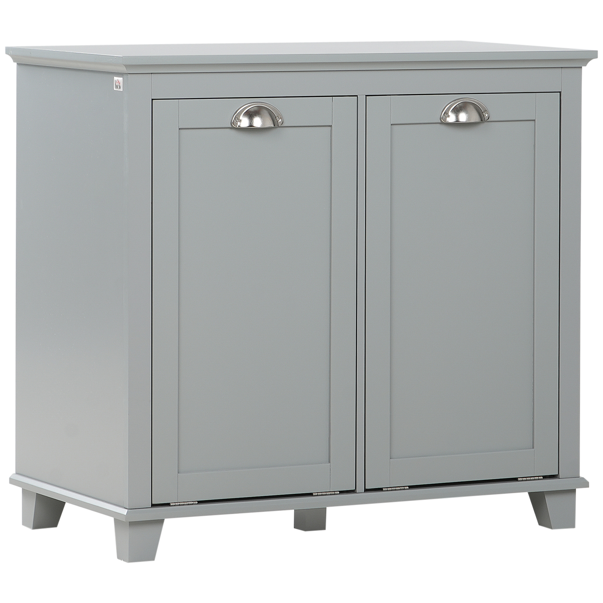 Dual Tilt out Laundry Hamper Cabinet, Bathroom Storage Cabinet with 2-Compartment Hamper, Modern Bathroom Floor Cabinet for Washroom, Gray (Drop Shipping Only, Not for Amazon)