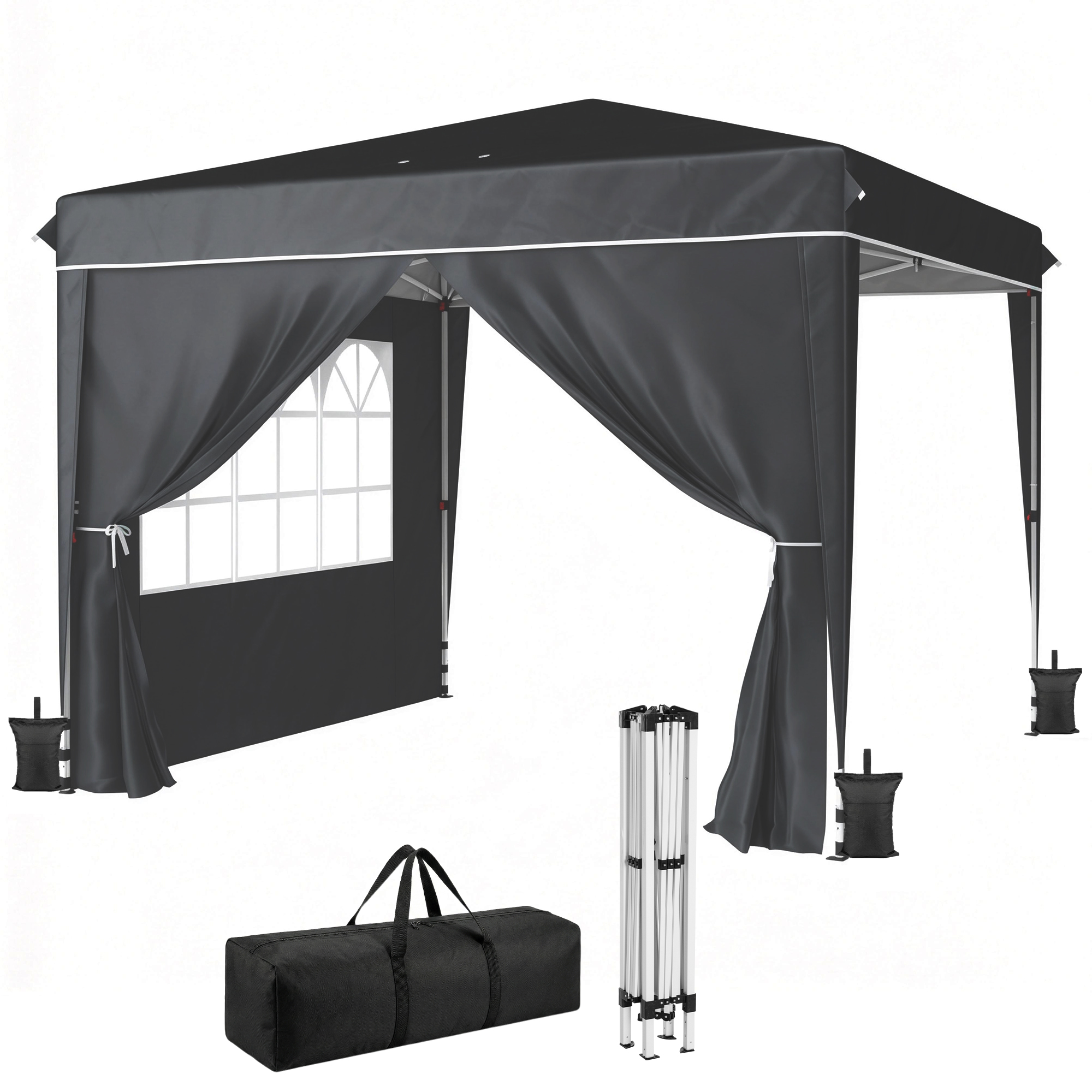 10 x 10 ft Pop Up Canopy Tent with Sidewalls, UPF50+ Outdoor Portable Instant Canopy Shelter with Carry Bag, Light Gray (Drop Shipping Only, Not for Amazon)