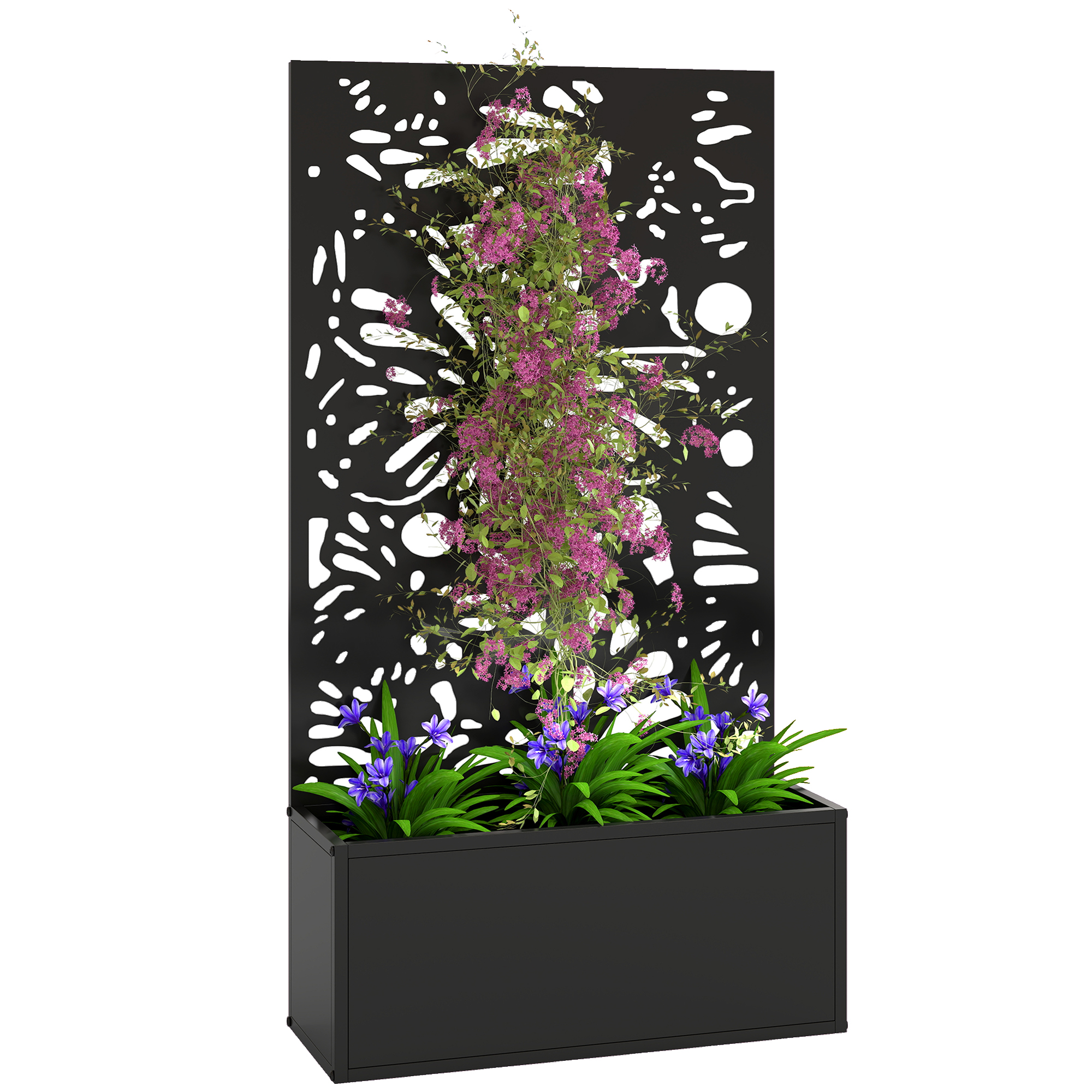 Metal Garden Bed with Trellis for Climbing Plants, Freestanding or Wall Mounted Flower Bed for Garden, Patio, Balcony (Drop Shipping Only, Not for Amazon)