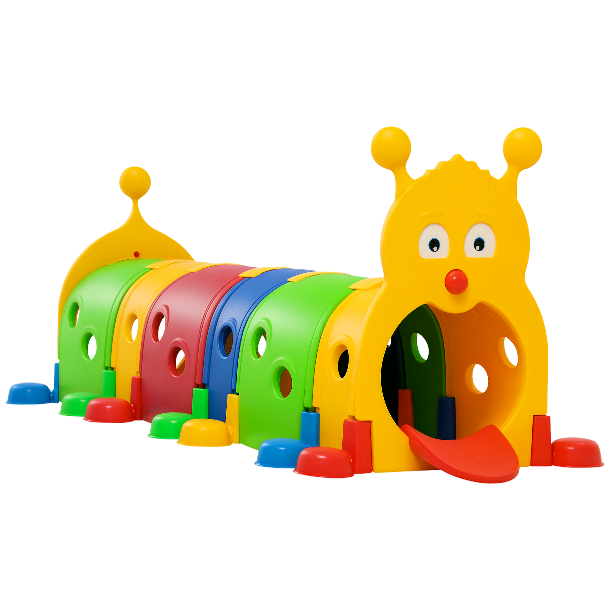 Caterpillar Play Tunnel, Toddler Tunnel for Kids Crawl and Climb Through, Kids' Play Structure Indoor Outdoor, 6 Sections, Multicolored (Drop Shipping Only, Not for Amazon)