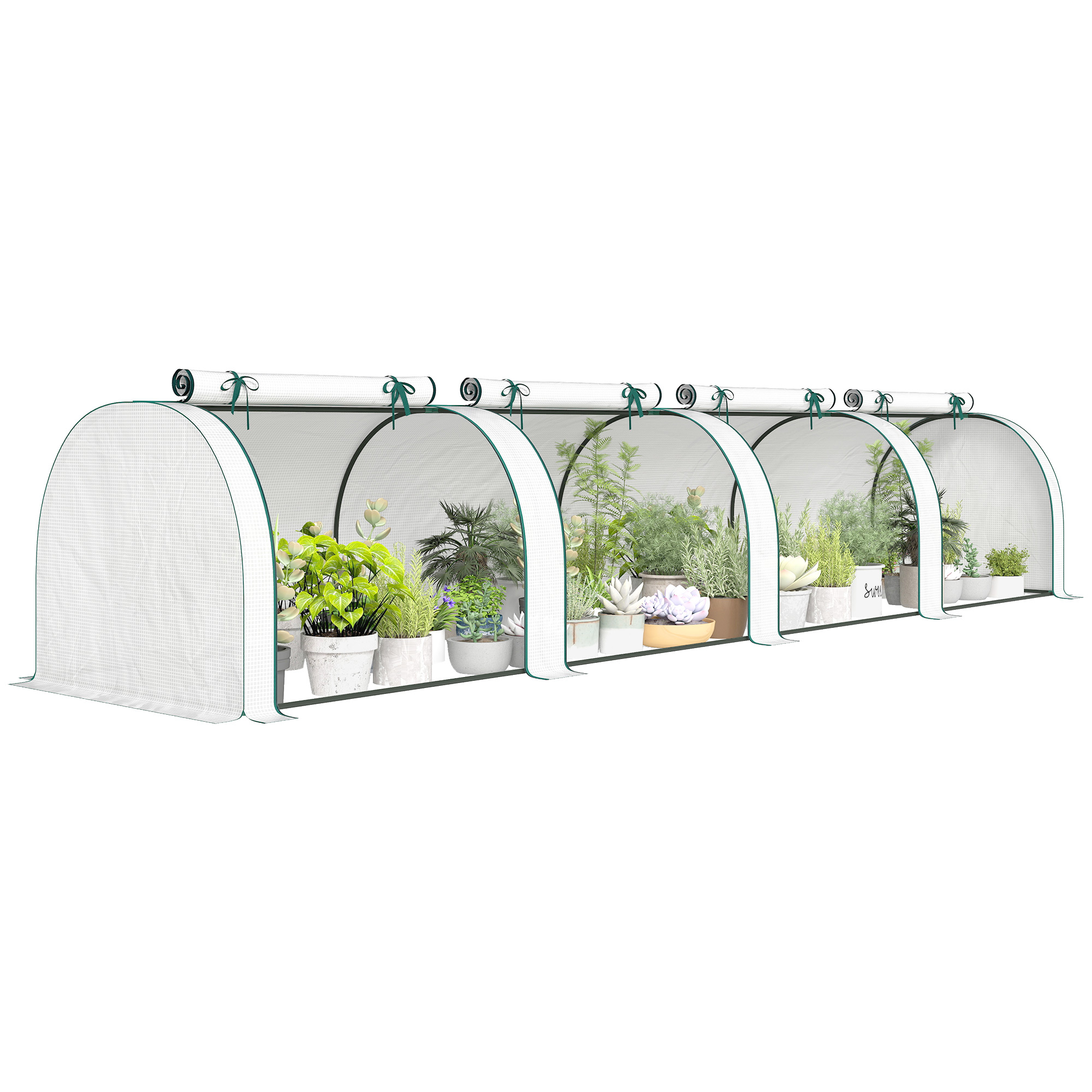 Mini Greenhouse, Portable Greenhouse with 4 Roll-Up Doors, PE Cover, 177.2