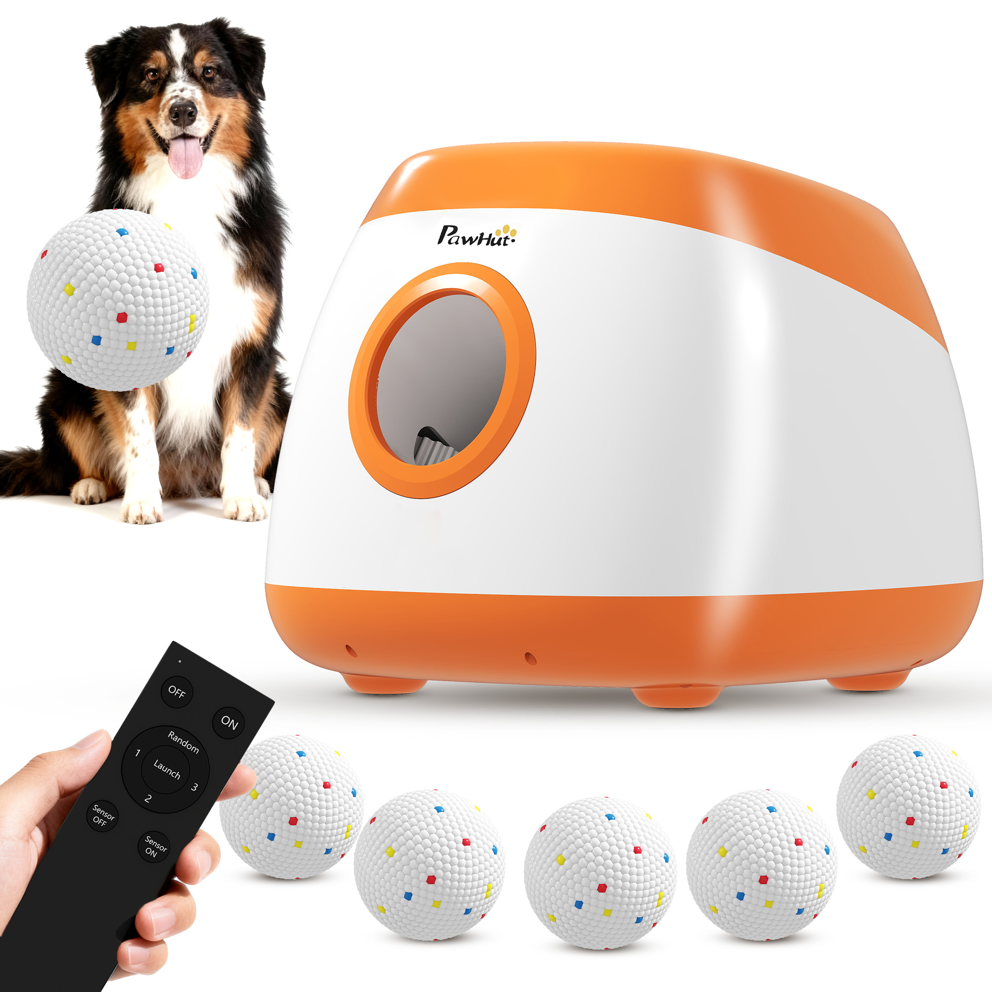 Automatic Dog Ball Launcher with 26-80 FT Distance, Automatic Ball Launcher for Medium and Large Dogs, Orange (Drop Shipping Only, Not for Amazon)