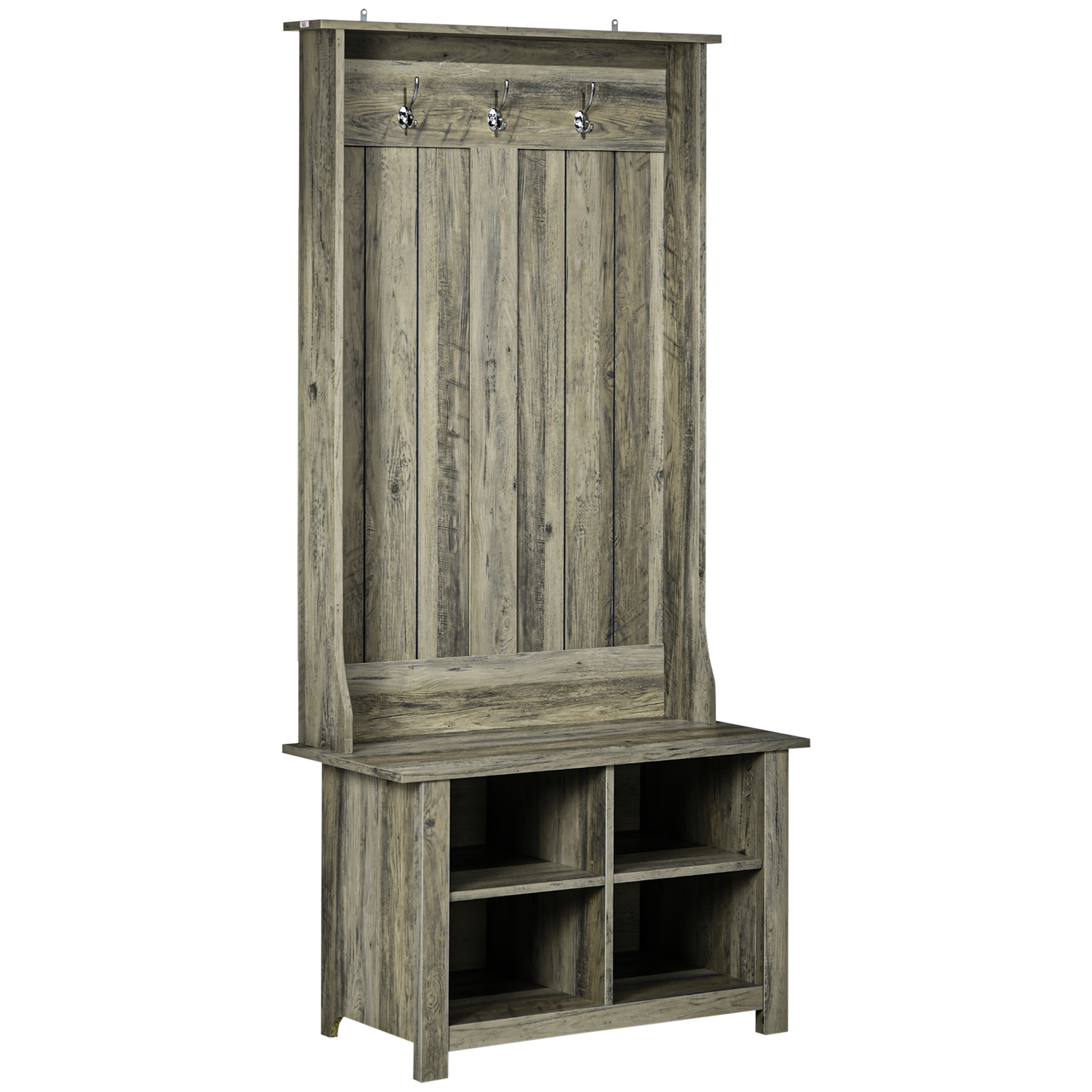Hall Tree with Shoe Storage Bench Entryway Bench for Living Room, Grey (Drop Shipping Only, Not for Amazon)