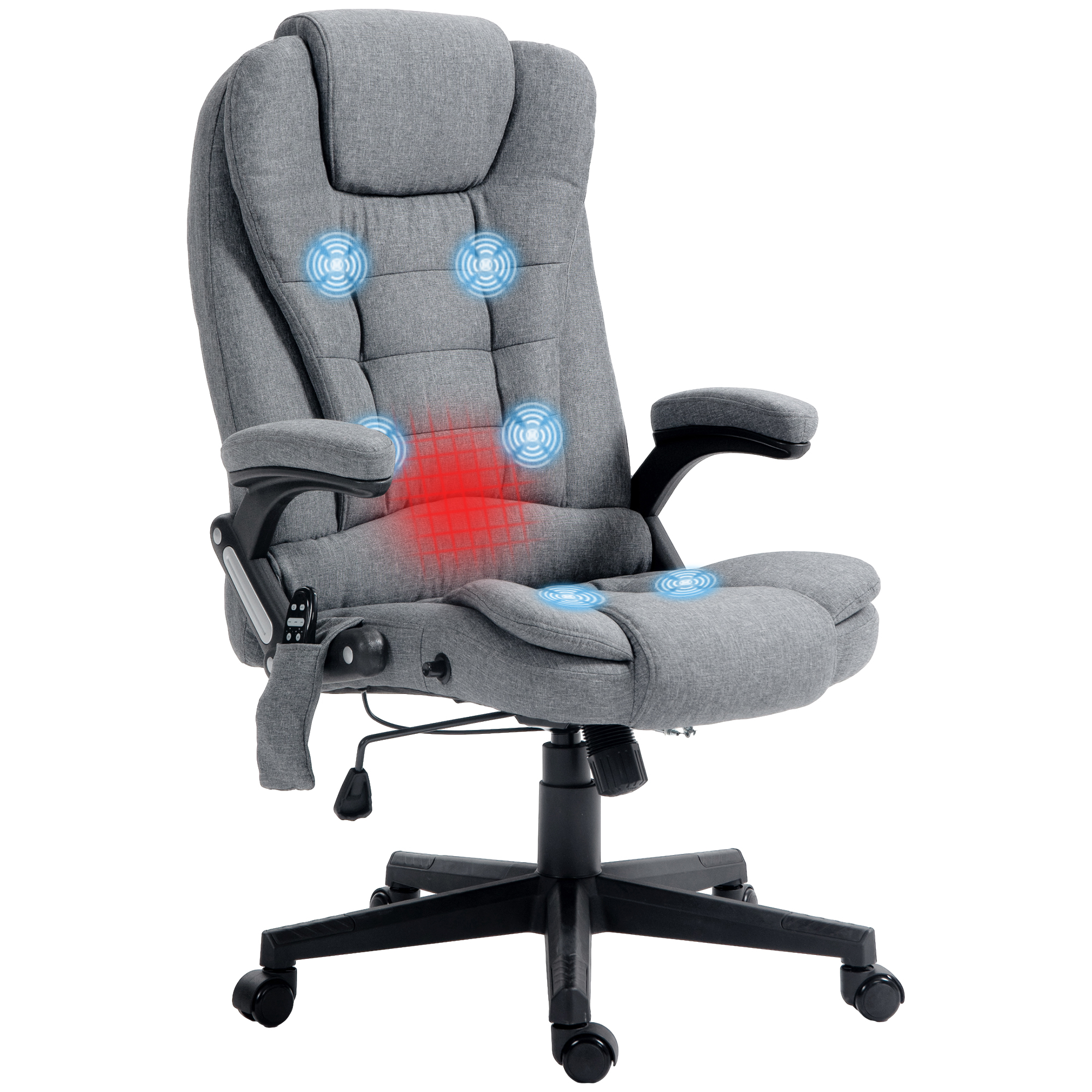 6 Point Vibrating Massage Office Chair with Heat, Linen High Back Massage Desk Chair with Reclining Backrest, Light Gray (Drop Shipping Only, Not for Amazon)