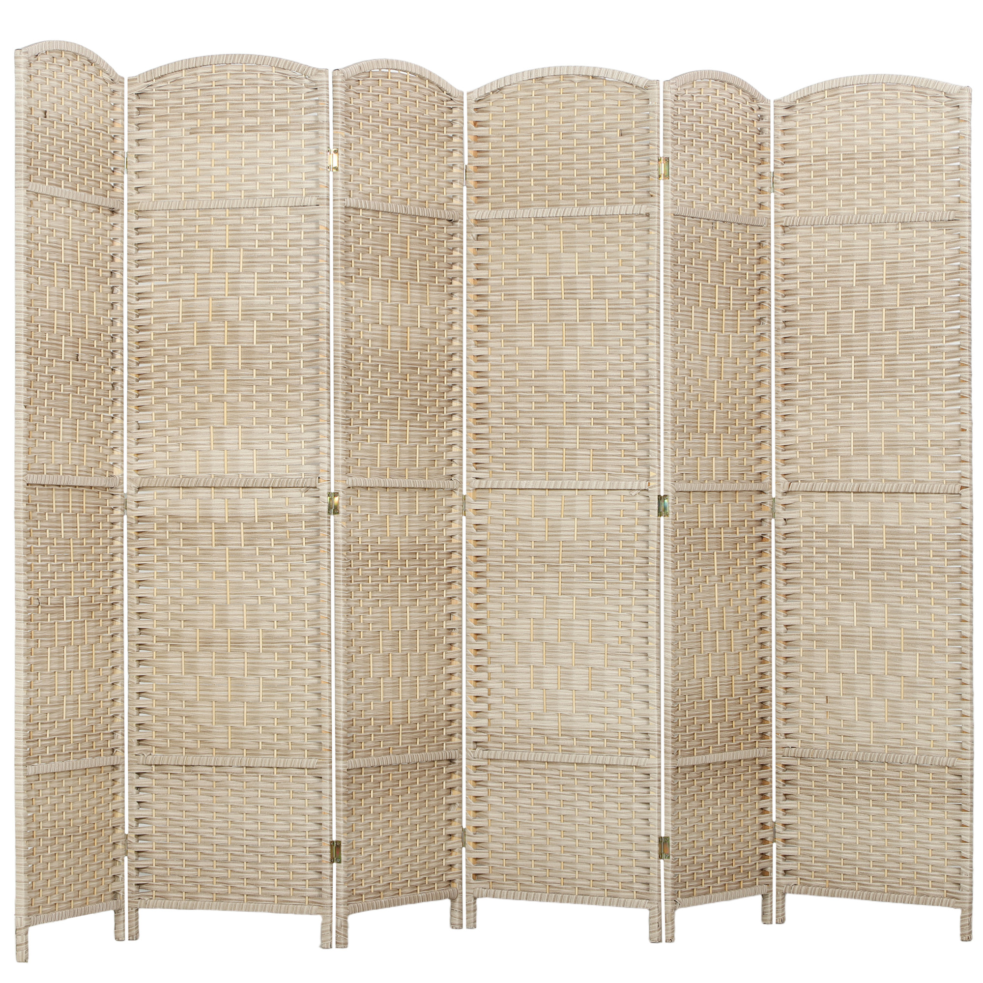 Folding Room Divider Screen 6 Panel 6' Tall Privacy Screen Freestanding Wood Partition for Home Office, Washed Oak (Drop Shipping Only, Not for Amazon)