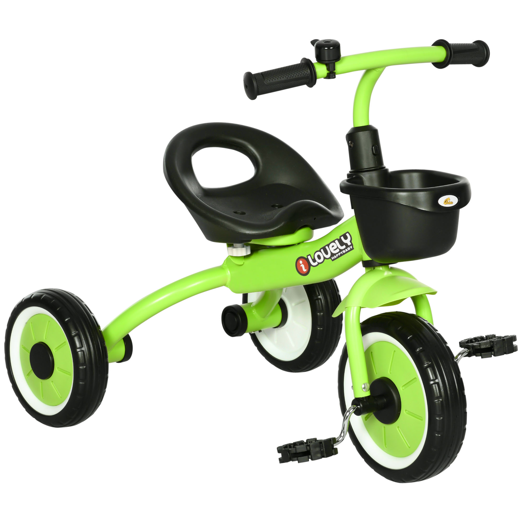 Kids Trike, Tricycle, with Adjustable Seat, Basket, Bell, for Ages 2-5 Years - White (Drop Shipping Only, Not for Amazon)