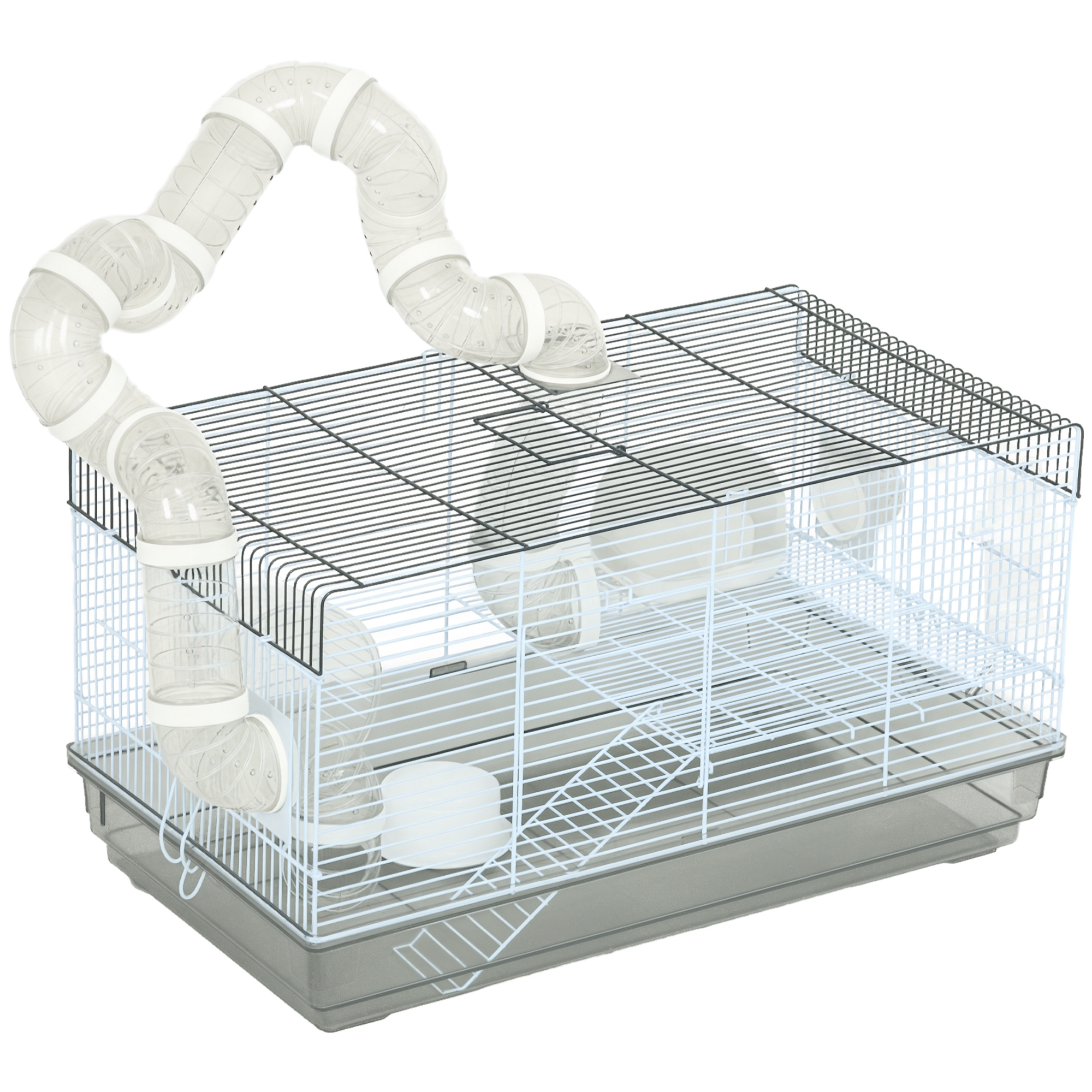 Small Animal Cage for Gerbil or Dwarf Hamster w/ Tubes, Exercise Wheel, Food Dish, Water Bottle, 23
