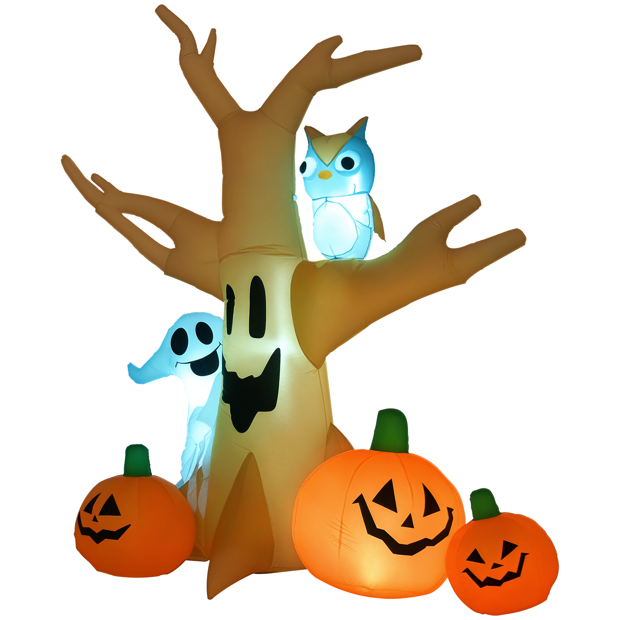 7.5' Tall Lighted Halloween Inflatables Outdoor Decorations Haunted Tree With Owl, Ghost, Pumpkins, Blow Up LED Yard Decor for Garden, Lawn, Party, Holiday, Waterproof (Drop Shipping Only, Not for Amazon)
