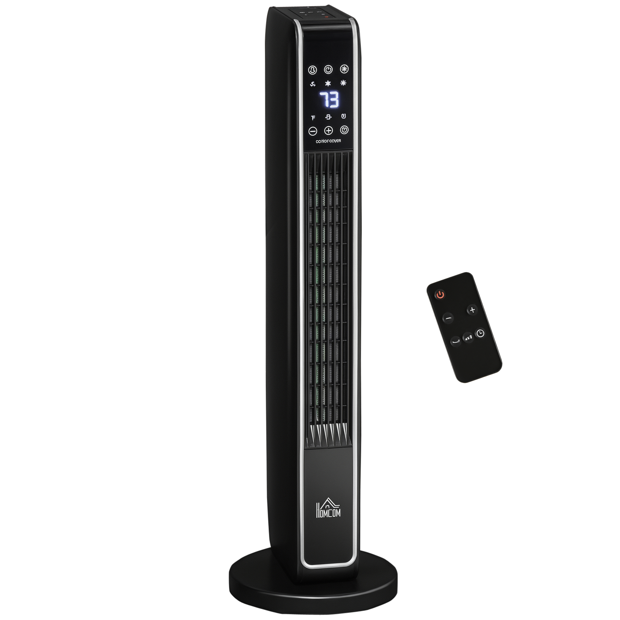 2-In-1 Portable Electric Tower Heater, Oscillating Space Heater for Indoor Use with Remote Control, 8H Timer, Three Heating Modes(High, Low, Fan), 750W / 1500W, Black (Drop Shipping Only, Not for Amazon)