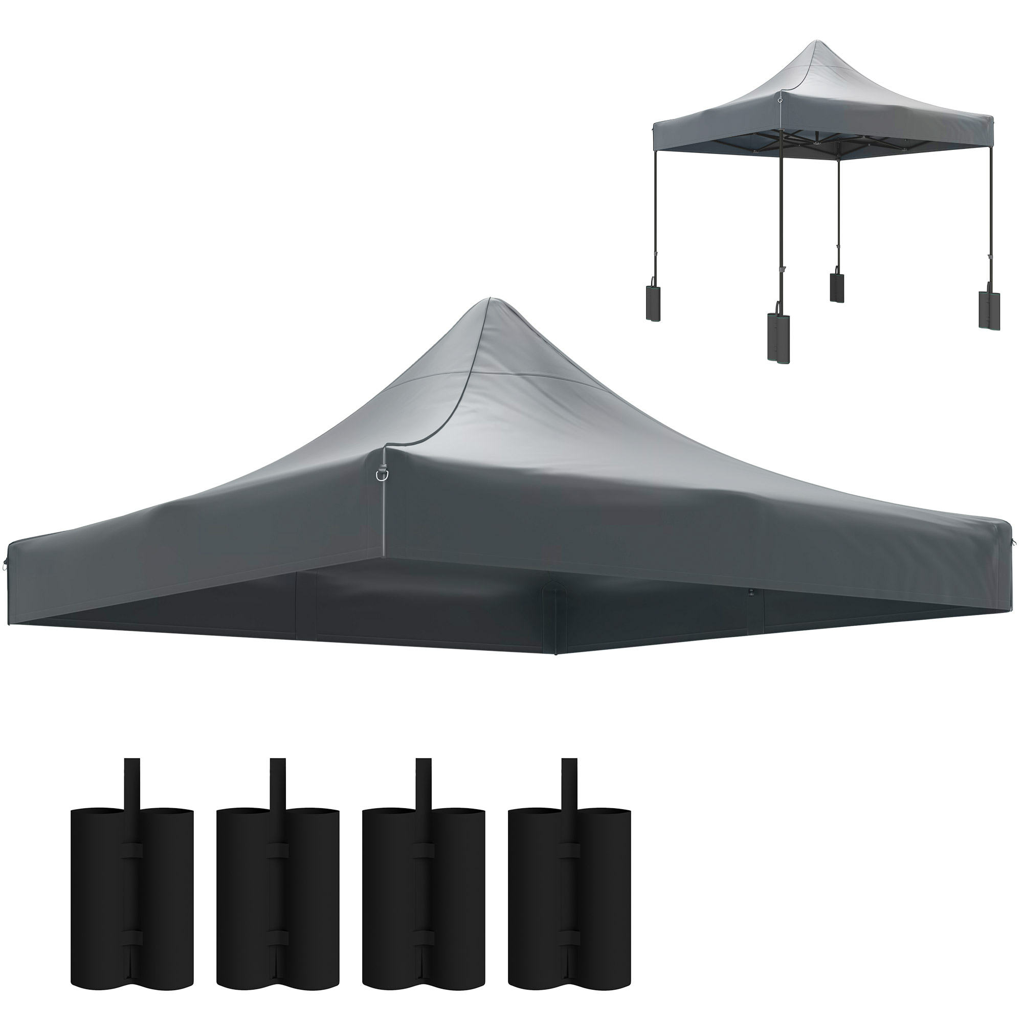 10' x 10' Replacement Canopy Top for Pop Up Canopy Tent with 4 Sand Bags, UPF50+ Protection, White (Drop Shipping Only, Not for Amazon)