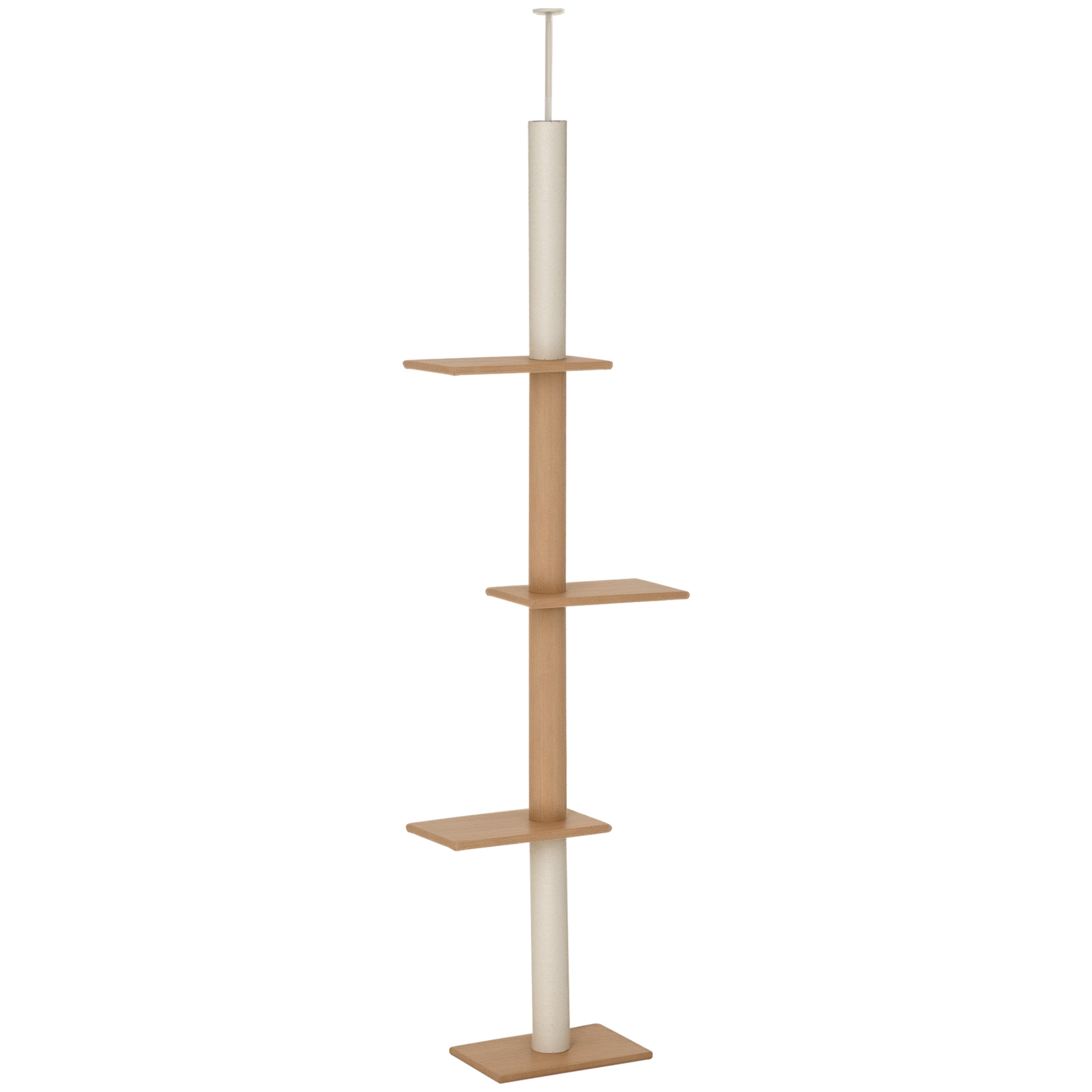 Floor-to-Ceiling Cat Tree Climbing Tower with Sisal-Covered Scratching Posts Natural Cat Tree Activity Center for Kittens Tower Furniture, Light brown (Drop Shipping Only, Not for Amazon)