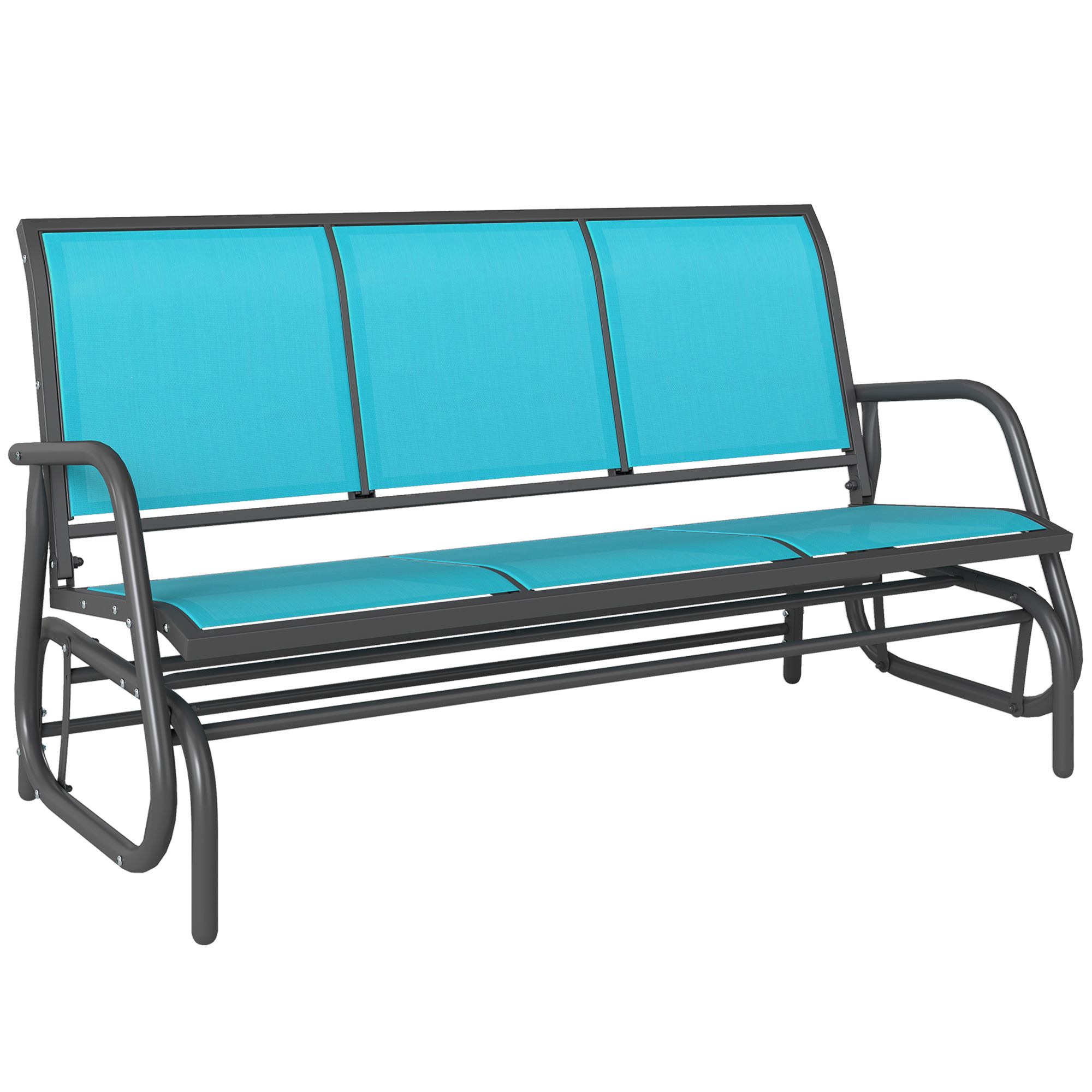 3-Person Outdoor Patio Glider Bench, Porch Glider Swing with 3 Seats, Breathable Mesh Fabric, Metal Frame, Brown (Drop Shipping Only, Not for Amazon)