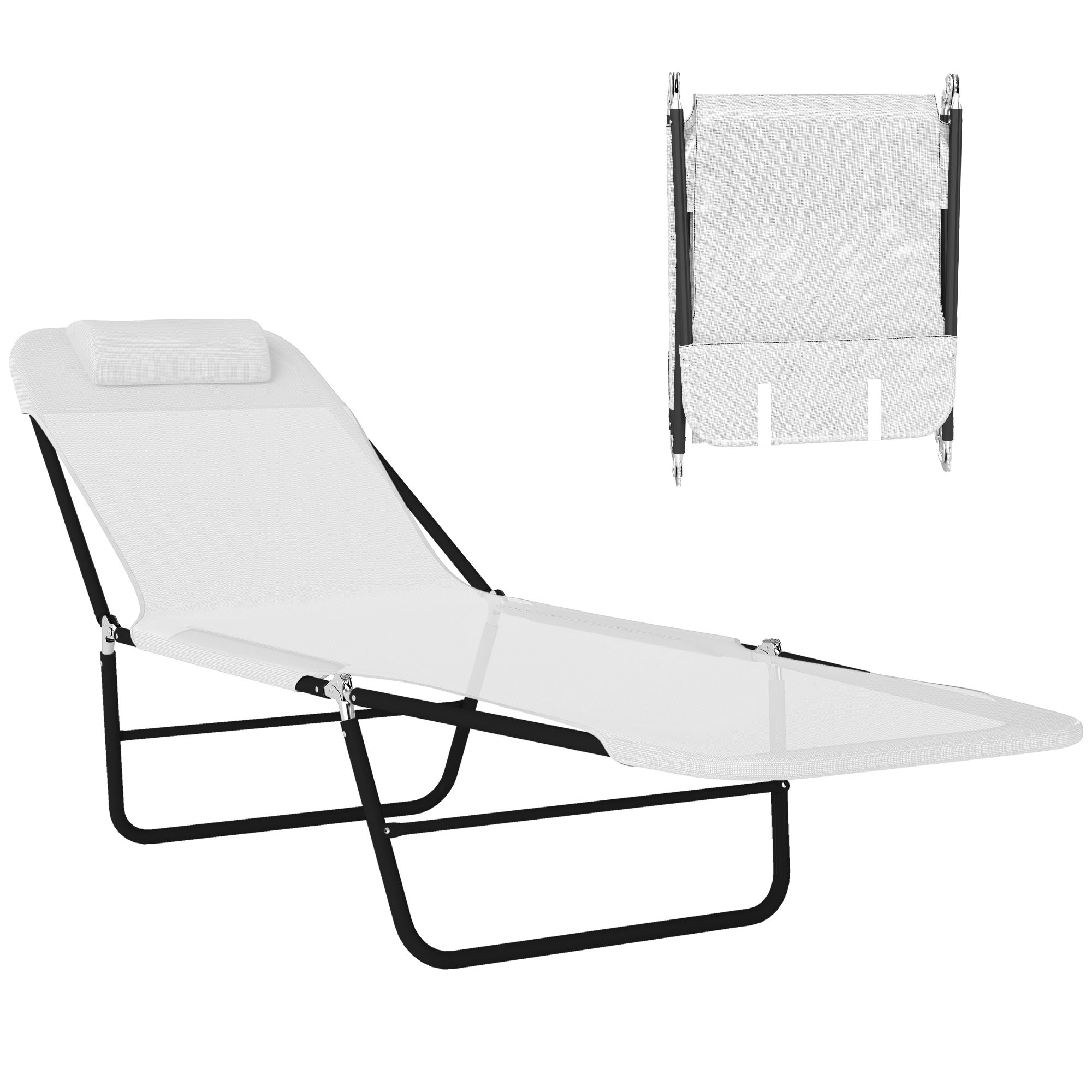 Folding Chaise Lounge Chair, Pool Sun Tanning Chair, Outdoor Lounge Chair with Reclining Back, Breathable Mesh Seat, Headrest for Beach, Yard, Patio, Green (Drop Shipping Only, Not for Amazon)