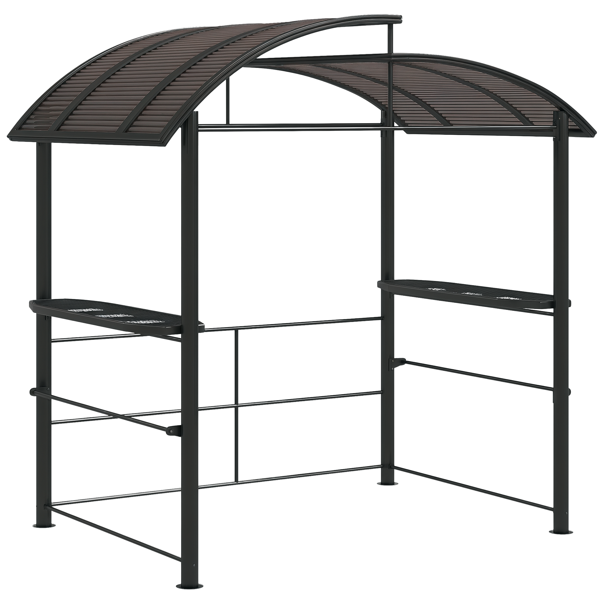2.4 x 1.5m Outdoor Grill Gazebo with Side Shelves, PC Board Roof, Dark Grey (Drop Shipping Only, Not for Amazon)