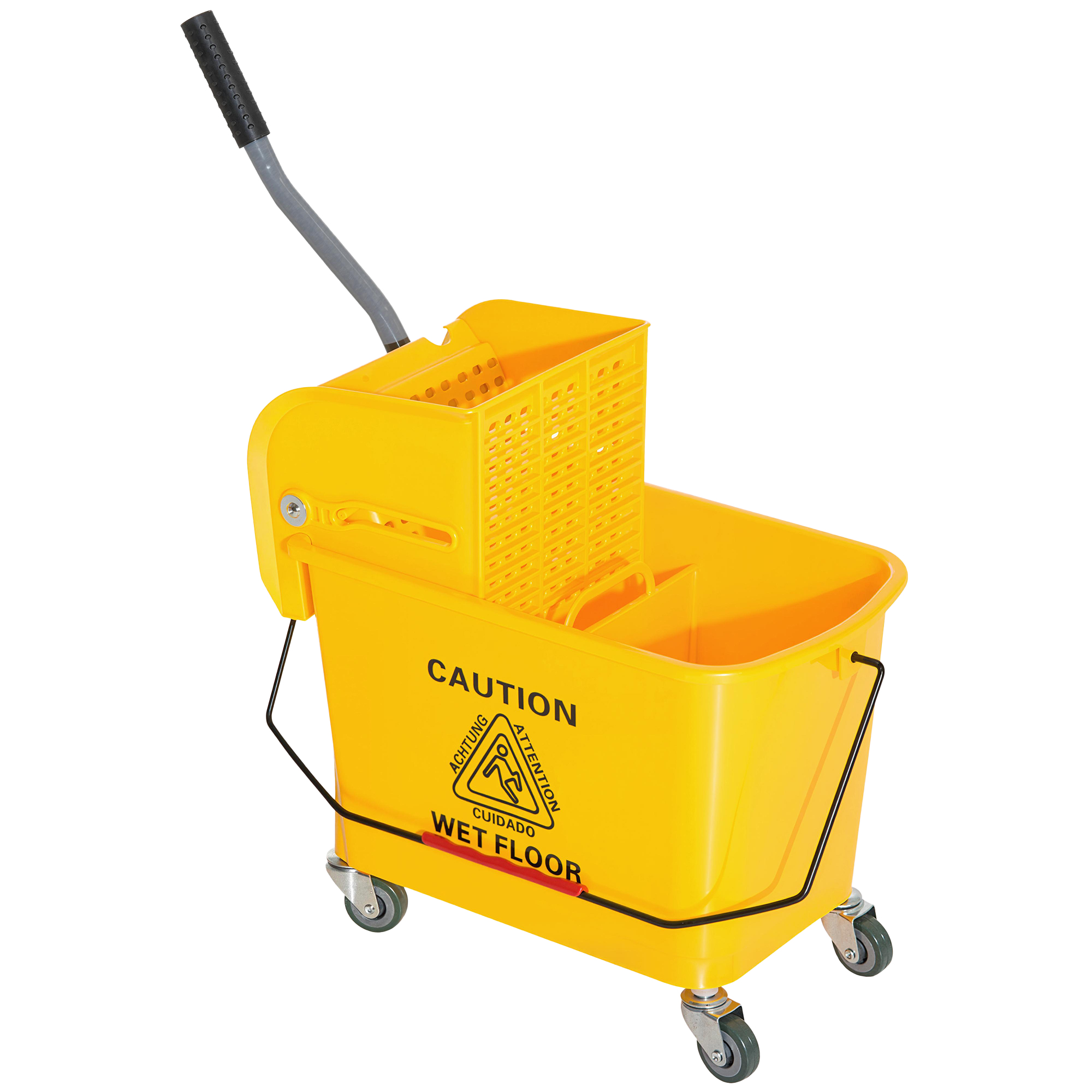 20L Compact Mop Bucket on Wheels, with Water Separation Panel - Yellow (Drop Shipping Only, Not for Amazon)