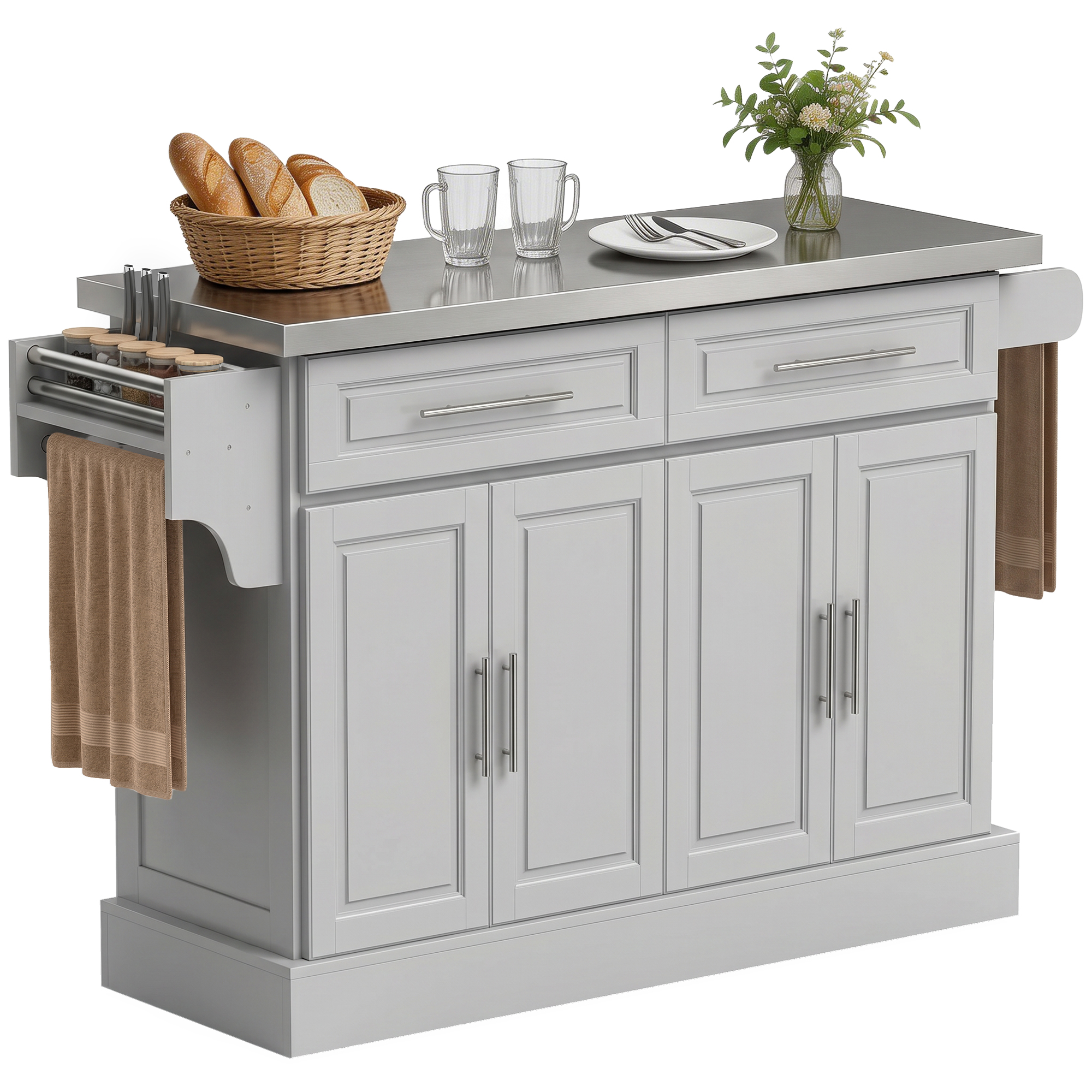 Rolling Kitchen Island Cart with 47