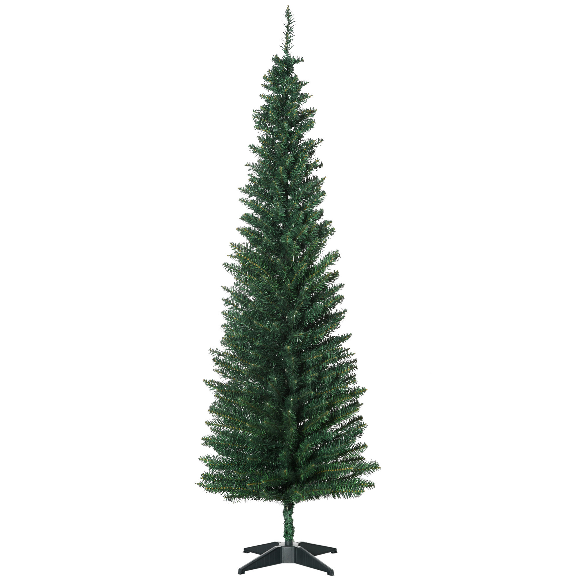 6' Artificial Pencil Christmas Tree, Slim Xmas Tree with 390 Realistic Branch Tips and Plastic Stand, Green (Drop Shipping Only, Not for Amazon)