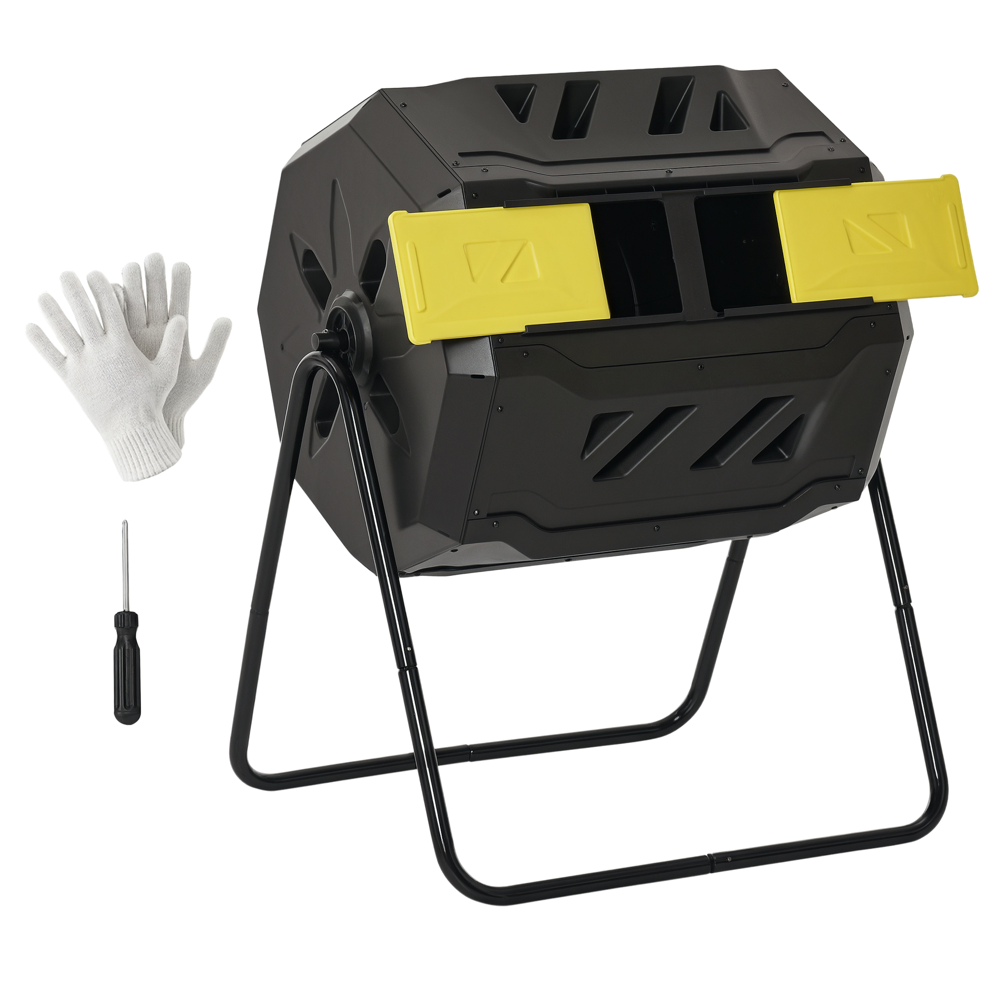 160L 360° Rotating Dual Chamber Composter - Yellow (Drop Shipping Only, Not for Amazon)