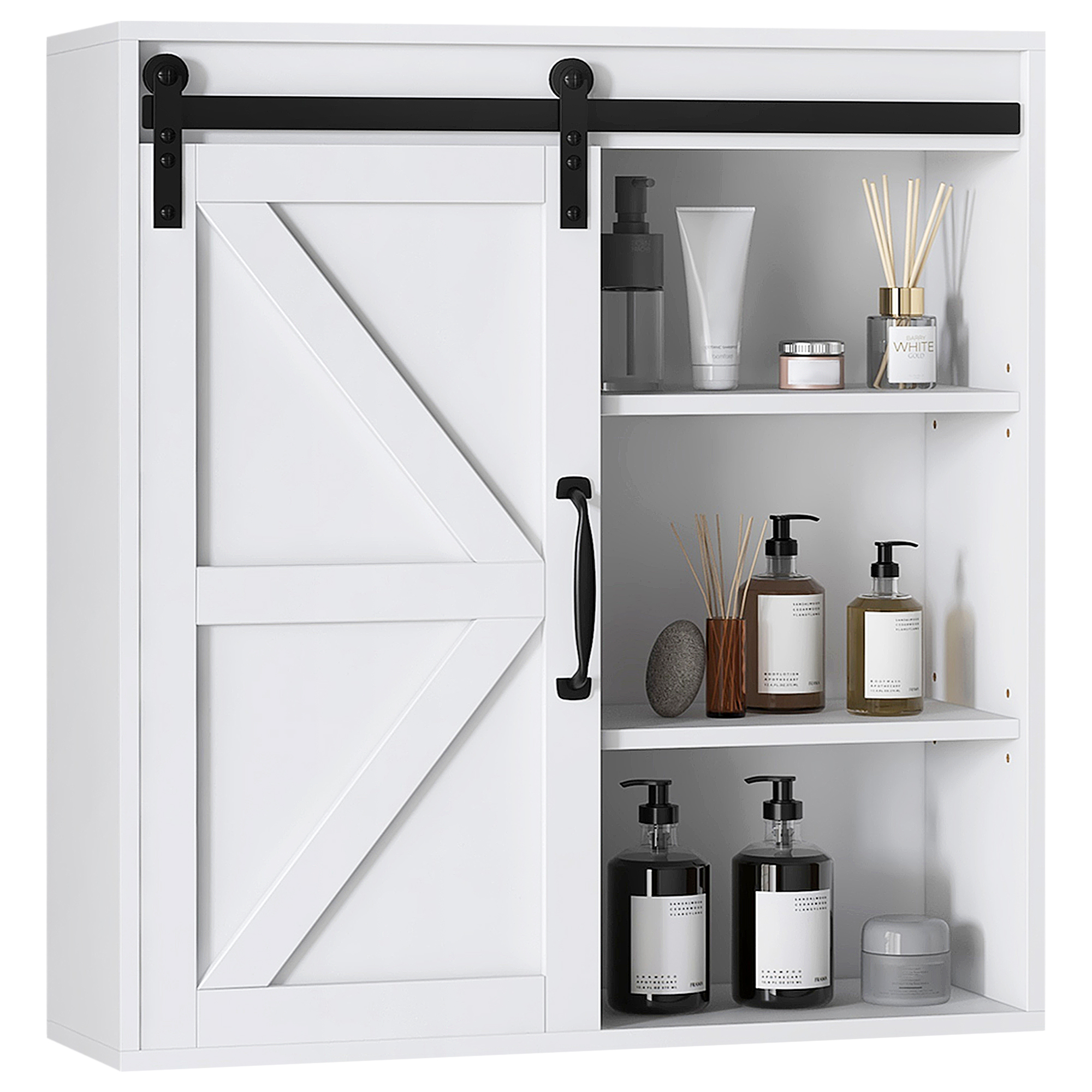 Bathroom Medicine Cabinet, Wall Cabinet with Sliding Door and Adjustable Shelf, 22.75