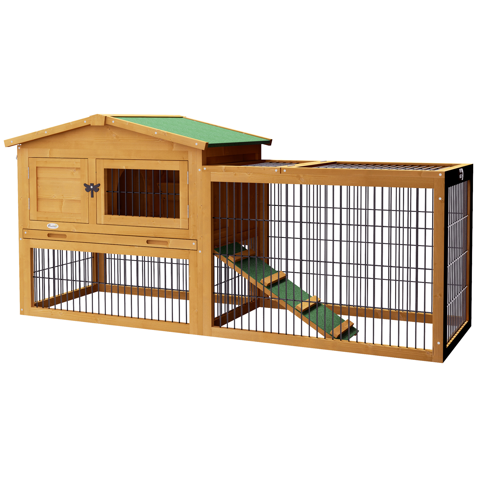 Wooden Rabbit Hutch with Outdoor Run Yellow (Drop Shipping Only, Not for Amazon)