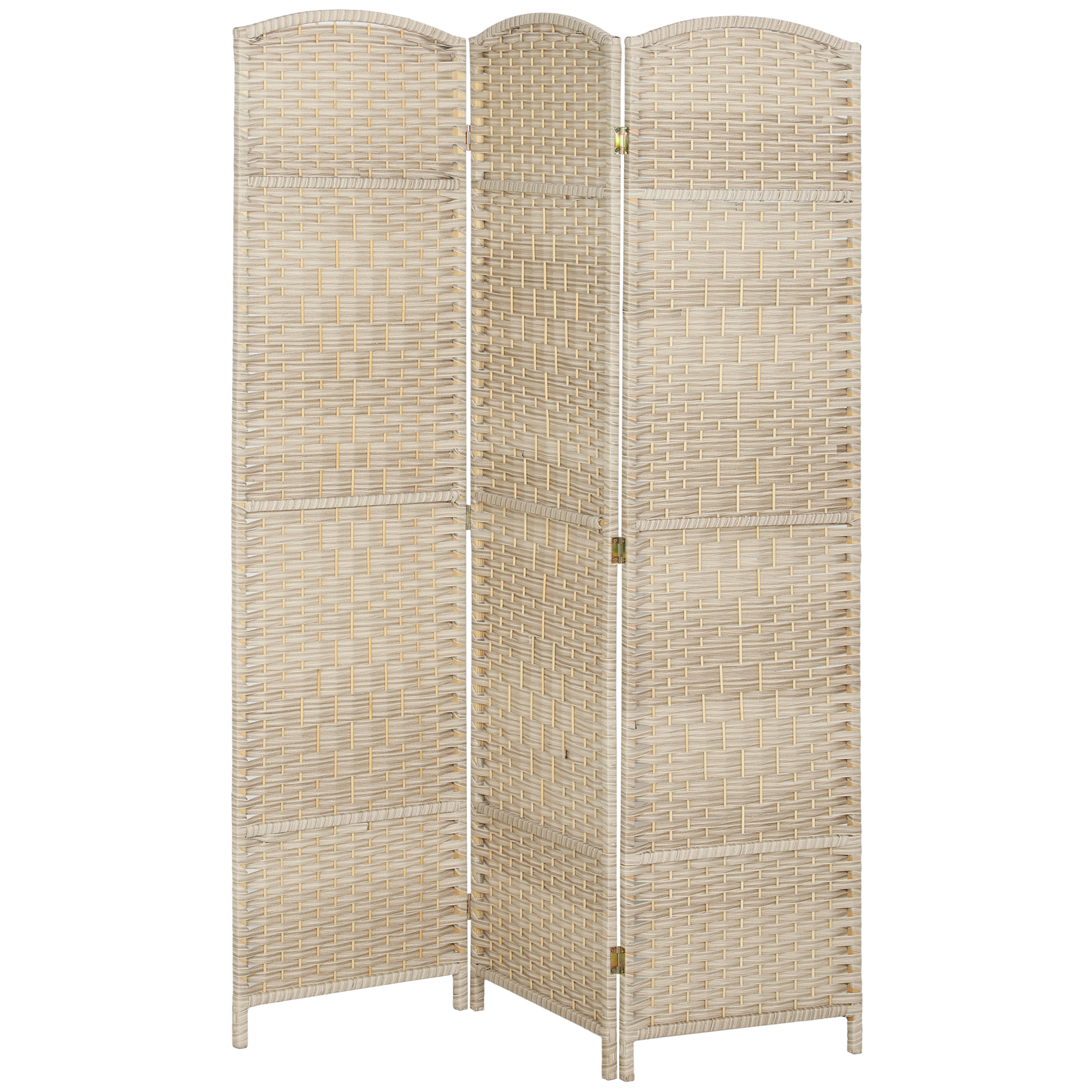 Folding Room Divider Screen 3 Panel 6' Tall Privacy Screen Freestanding Wood Partition for Home Office, Washed Oak (Drop Shipping Only, Not for Amazon)