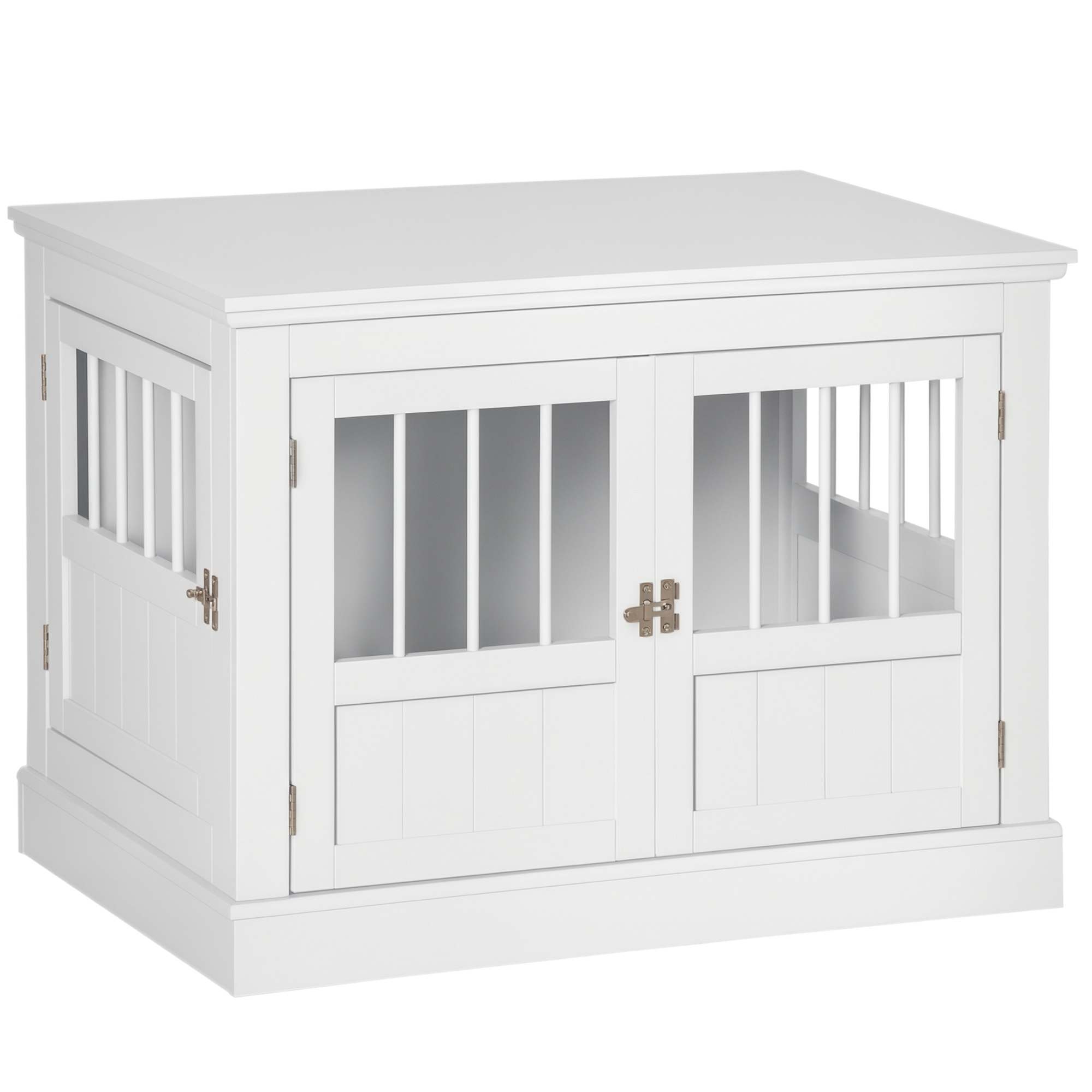 Wooden Dog Crate End Table, Dog Crate Furniture with Triple Doors, Puppy Crate for Small Dogs Indoor Use, White (Drop Shipping Only, Not for Amazon)