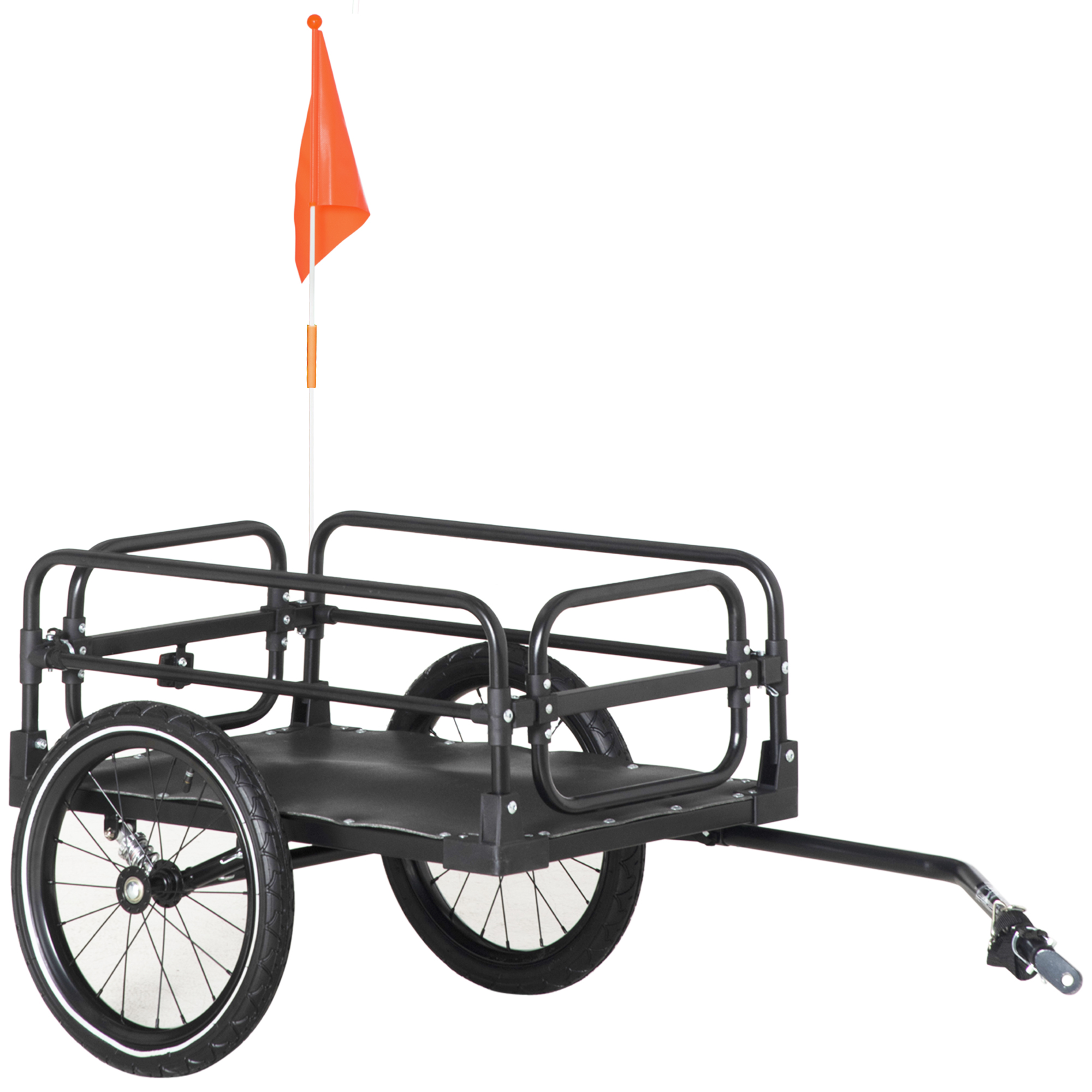 Steel Bike Trailer with Triple Safety, Wagon Bicycle Trailer with Suspension, 2 Wheels Outdoor Storage Carrier, Black (Drop Shipping Only, Not for Amazon)
