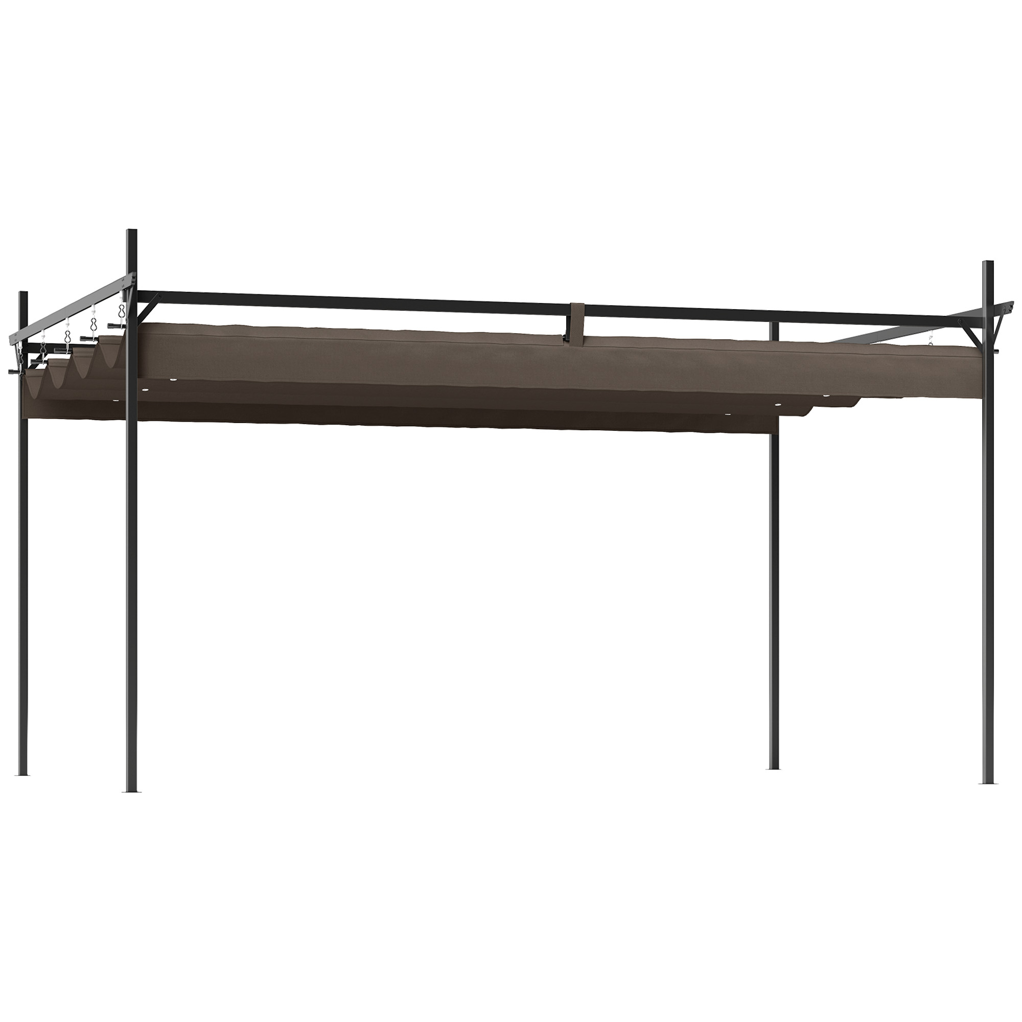 10' x 13' Metal Retractable Pergola Canopy, Outdoor Pergola for Garden, Patio, Backyard, Deck, Brown (Drop Shipping Only, Not for Amazon)