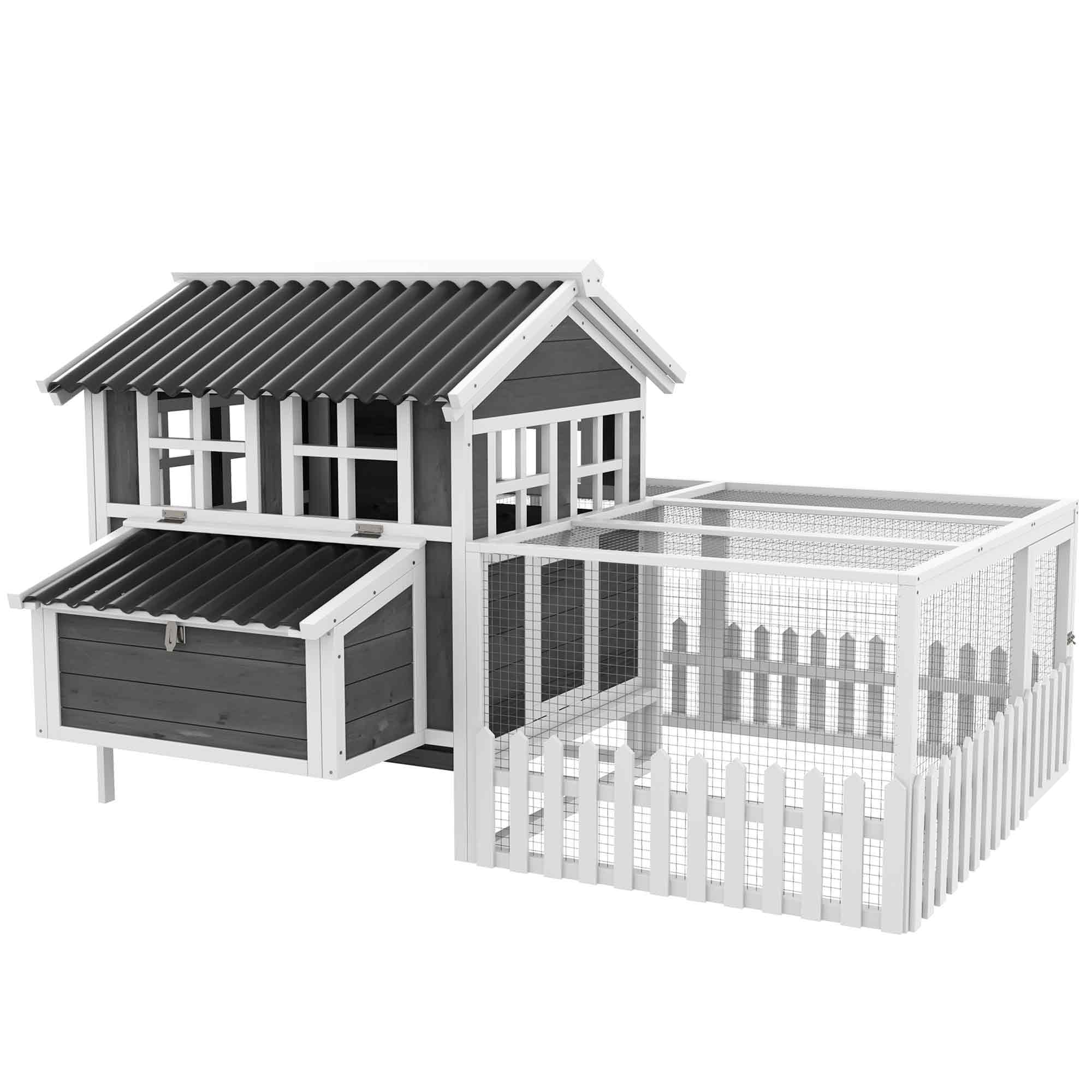 Wooden Chicken Coop with Run for 1-2 Chickens, 68