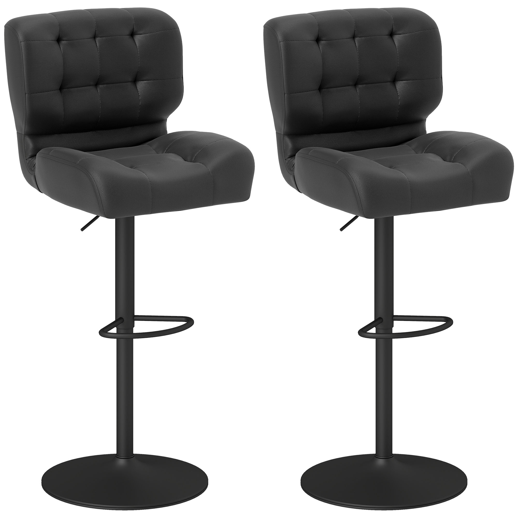 Bar Height Bar Stools Set of 2 with Adjustable Seat, Adjustable Swivel Barstools with Padded Cushion, Footrest, Black (Drop Shipping Only, Not for Amazon)