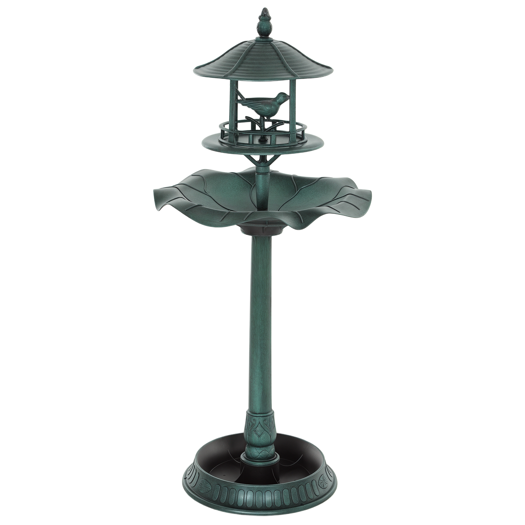 3-in-1 Garden Bird Bath, Freestanding Birdbath with Large Water Basin, Underneath Flower Planter, Φ50 x 113 cm, Green (Drop Shipping Only, Not for Amazon)